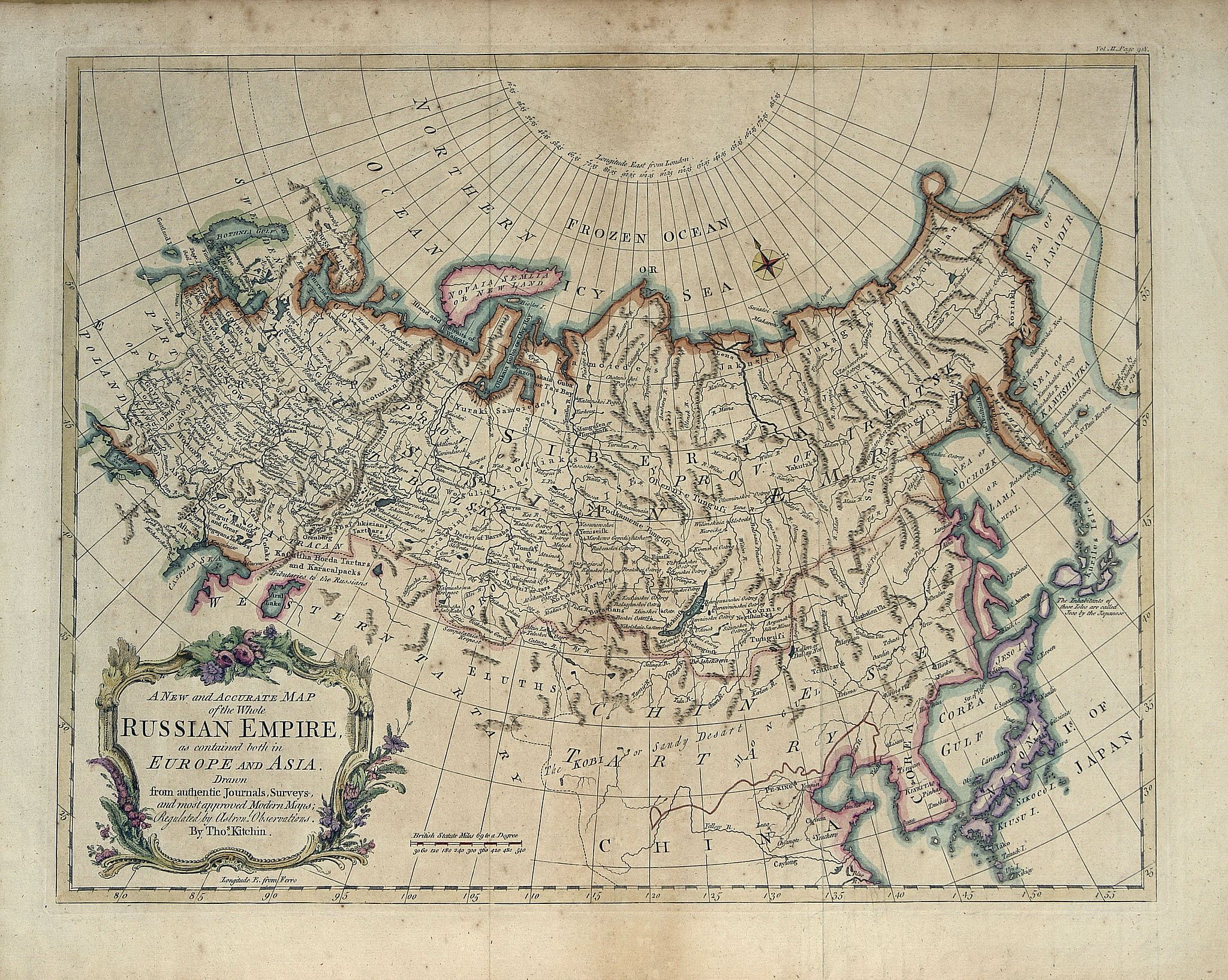 KITCHIN, Th., A New and Accurate Map of the Whole Russian Empire as contained both in Europe and Asia. . ., antique map, old maps