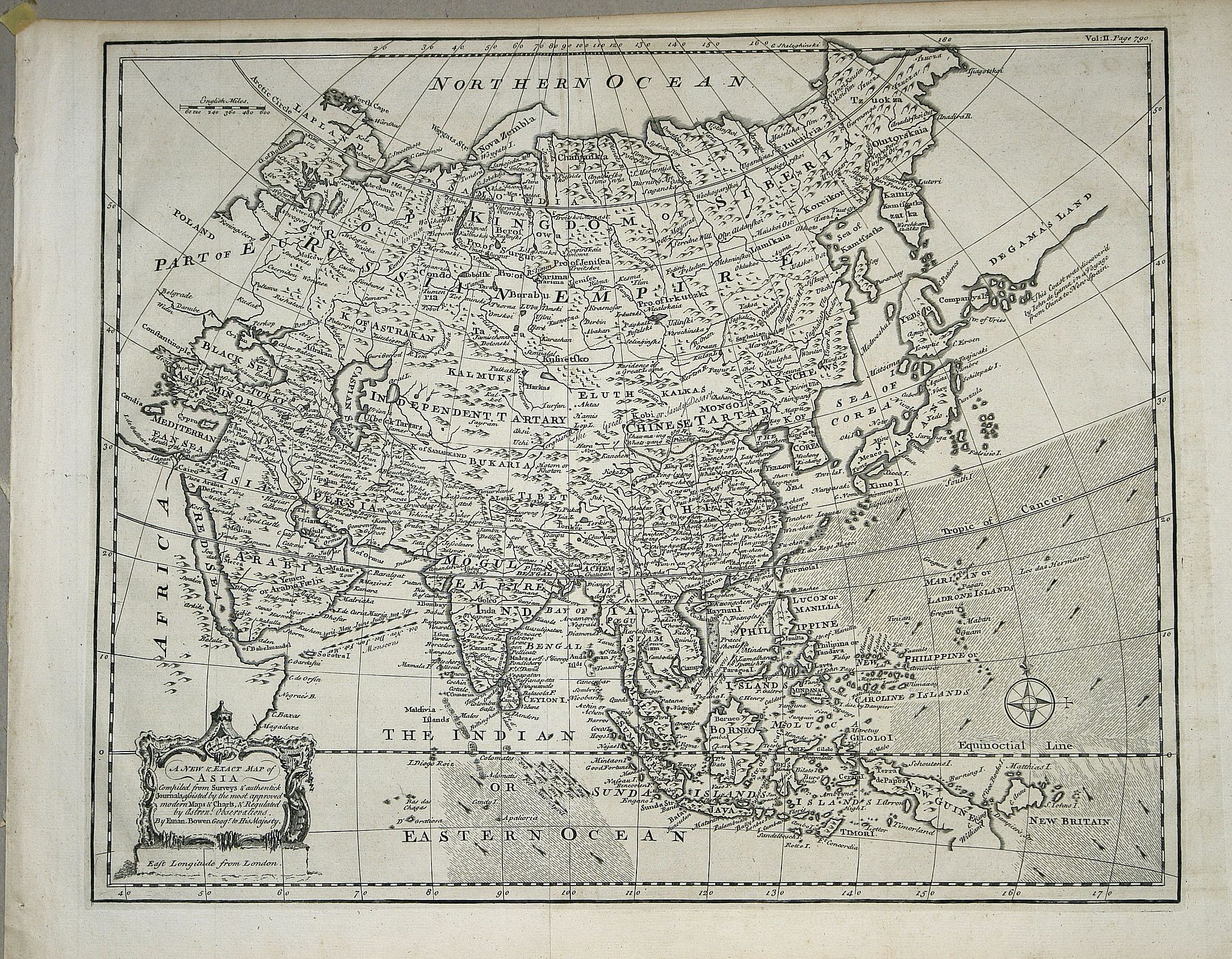 BOWEN, E., A new & exact map of Asia. . ., antique map, old maps