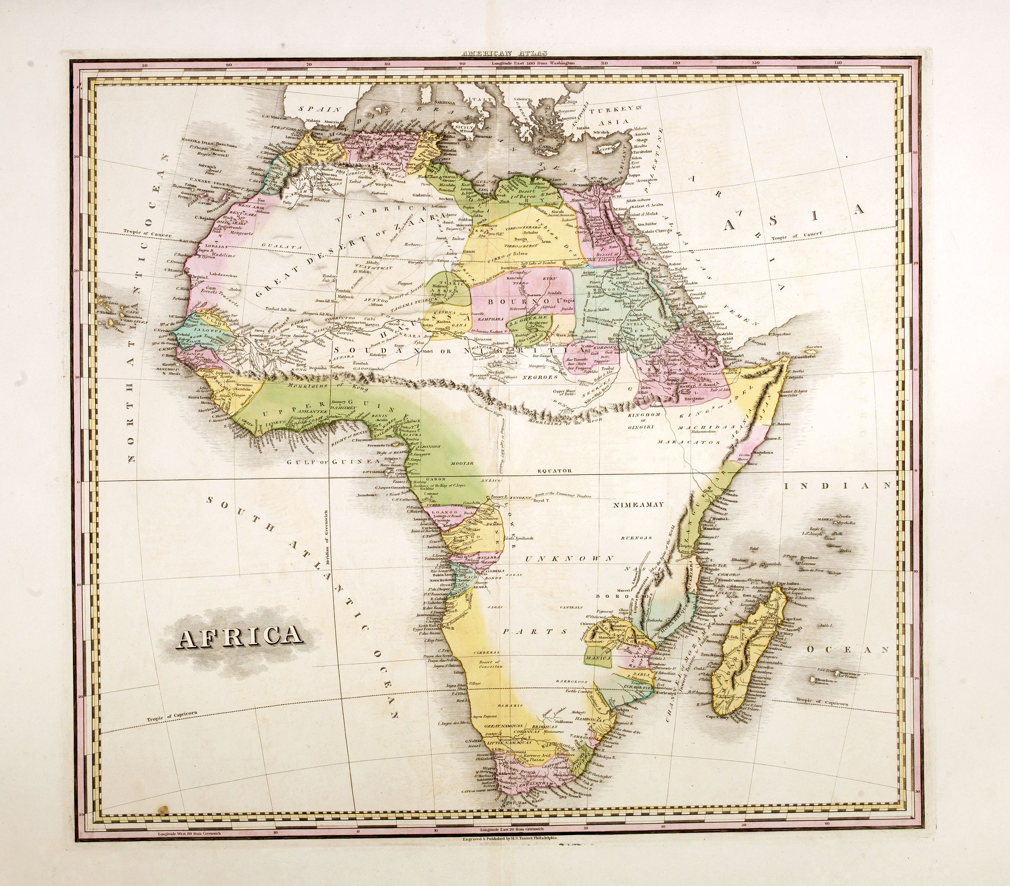 TANNER, Henry S., Africa., antique map, old maps