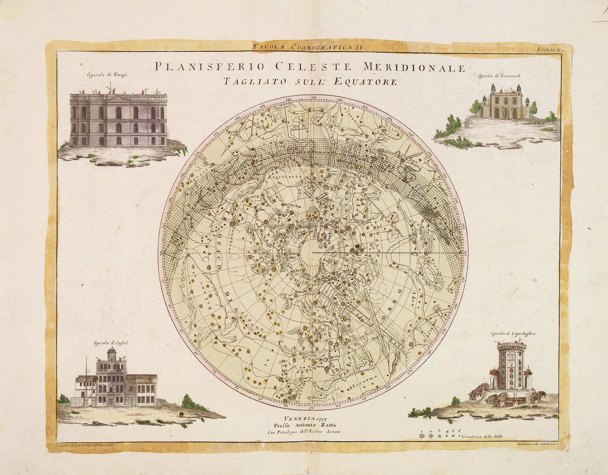 ZATTA, A., Planisferio Celeste Meridionale tagliato sull Equatore., antique map, old maps