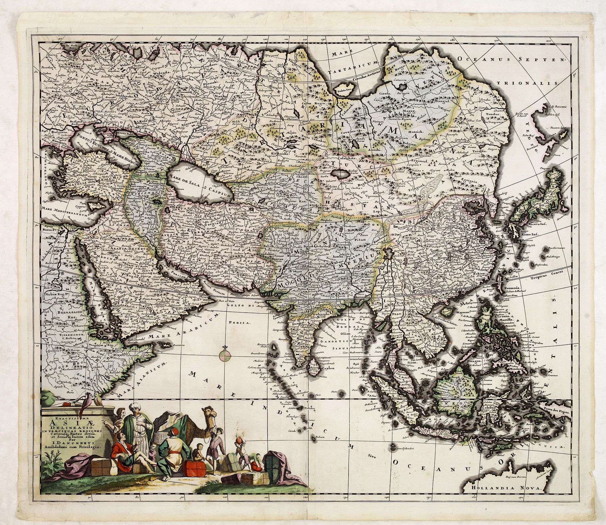 DANCKERTS, J., Exactissima Asiae Delineatio.., antique map, old maps