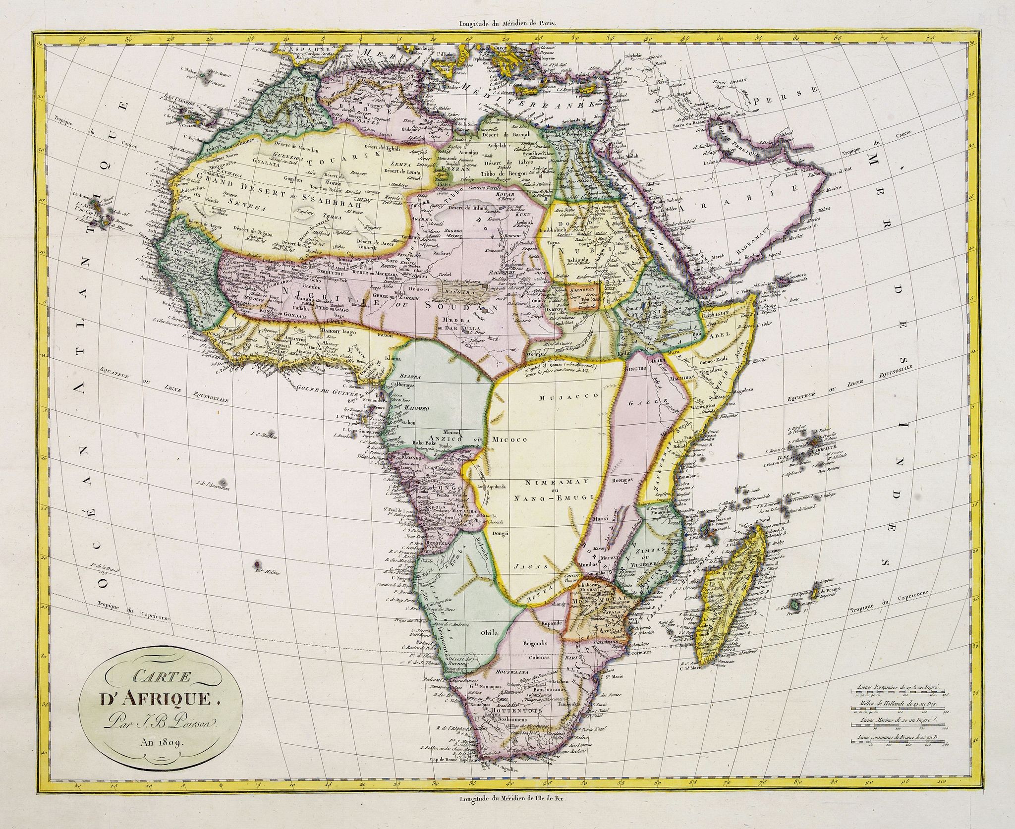 POIRSON, J.B., Carte d'Afrique. Par J.B. Poirson. An 1809, antique map, old maps
