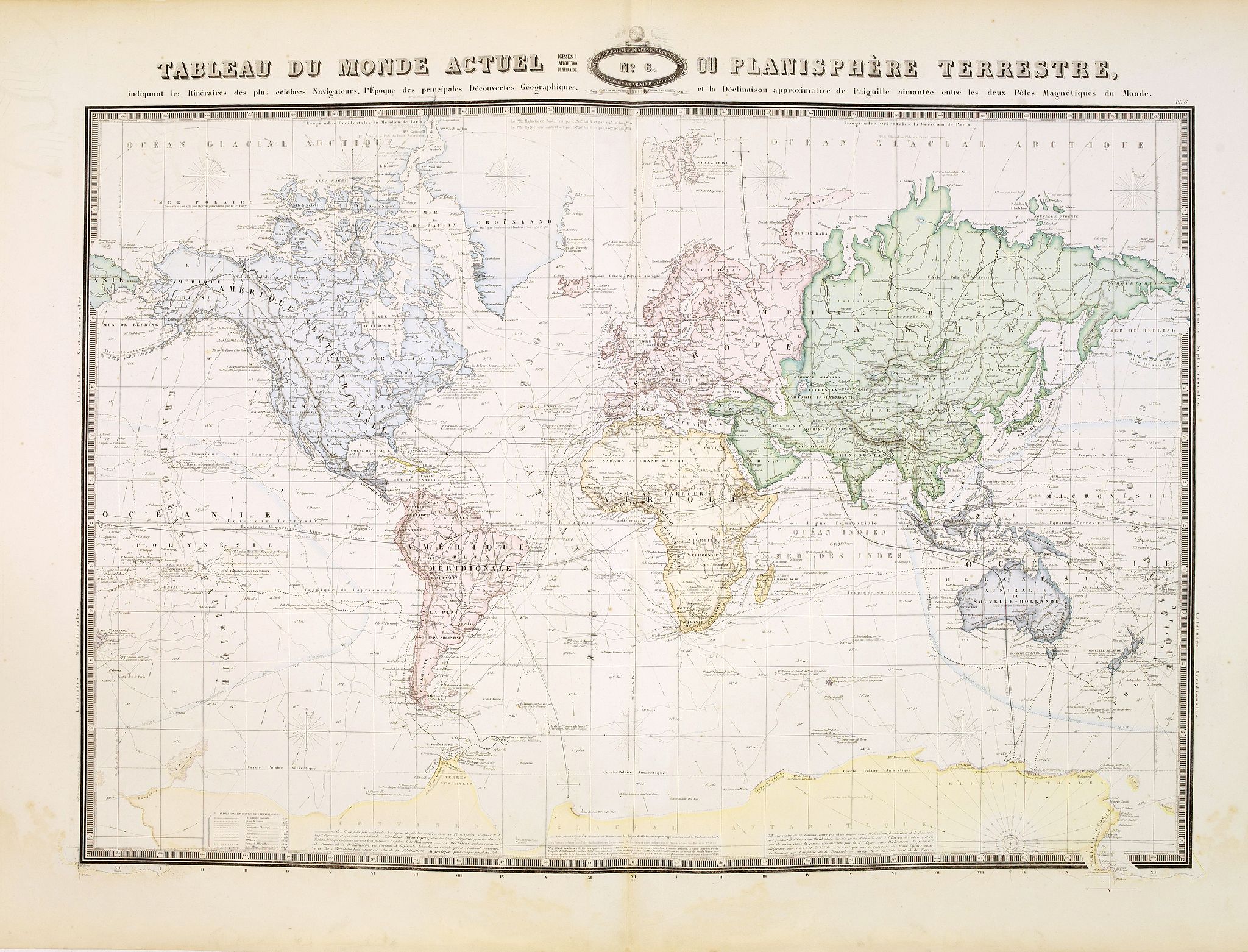 GARNIER,F.A., Tableau du Monde actuel ou planisphere Terestre,.., antique map, old maps
