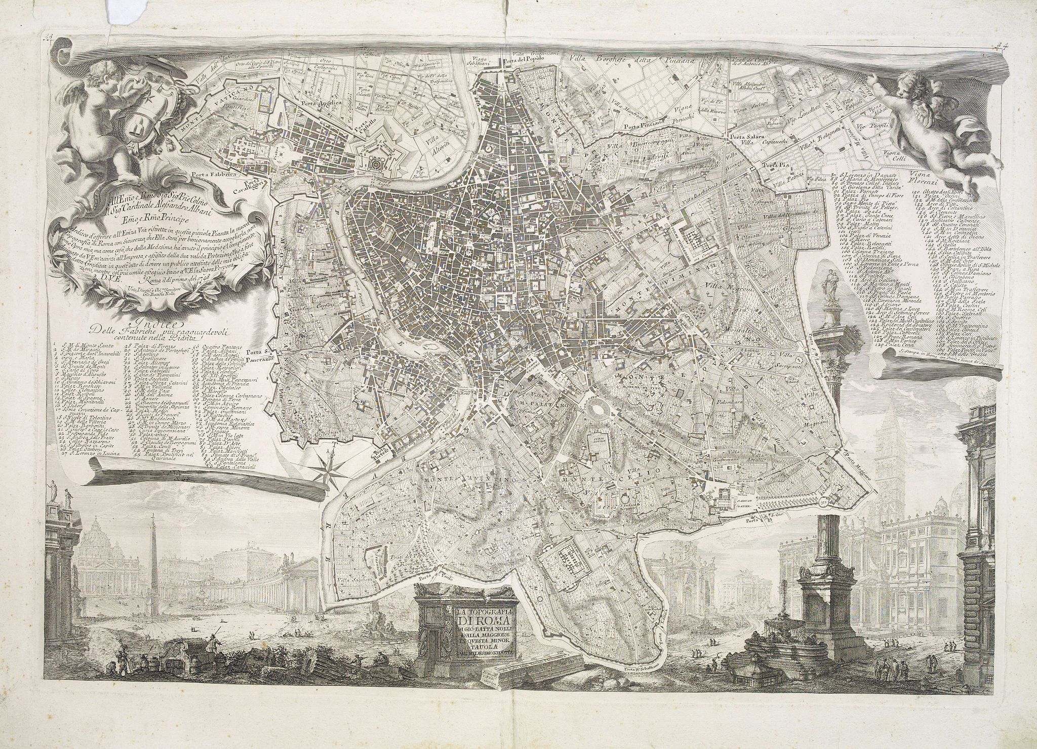 BENEDETTI, I.,  La Topograpia di Roma di Gio: Batta Nolli. . ., antique map, old maps