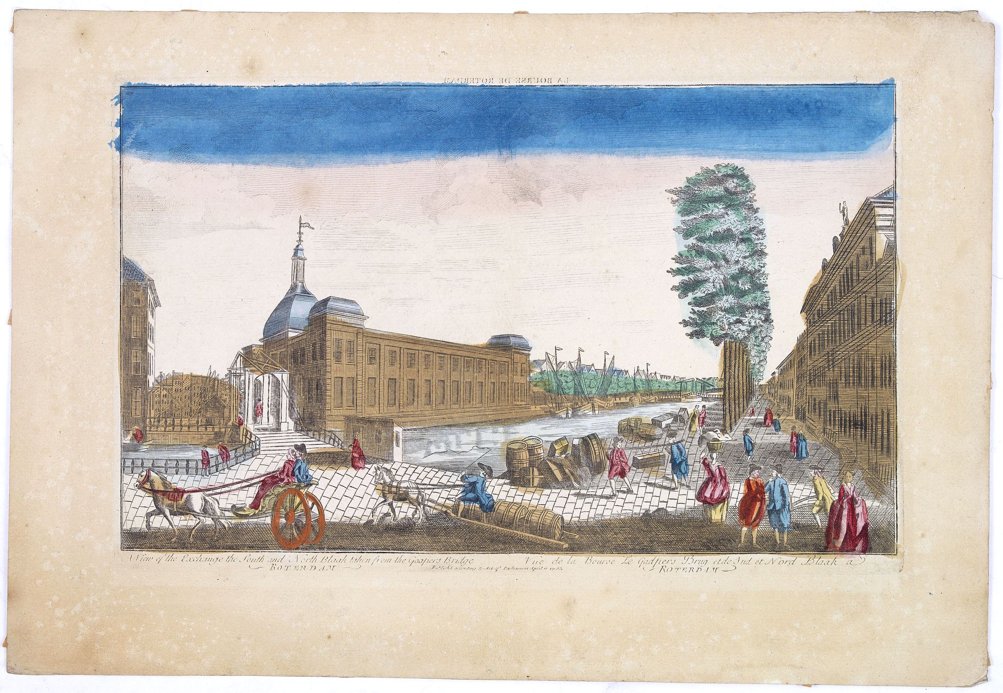 LAURIE / WITTLE,  A view of the Exchange the South and North Blaak taken from the Gaapers Bridge ROTTERDAM - Vue de la Bourse. . ., antique map, old maps