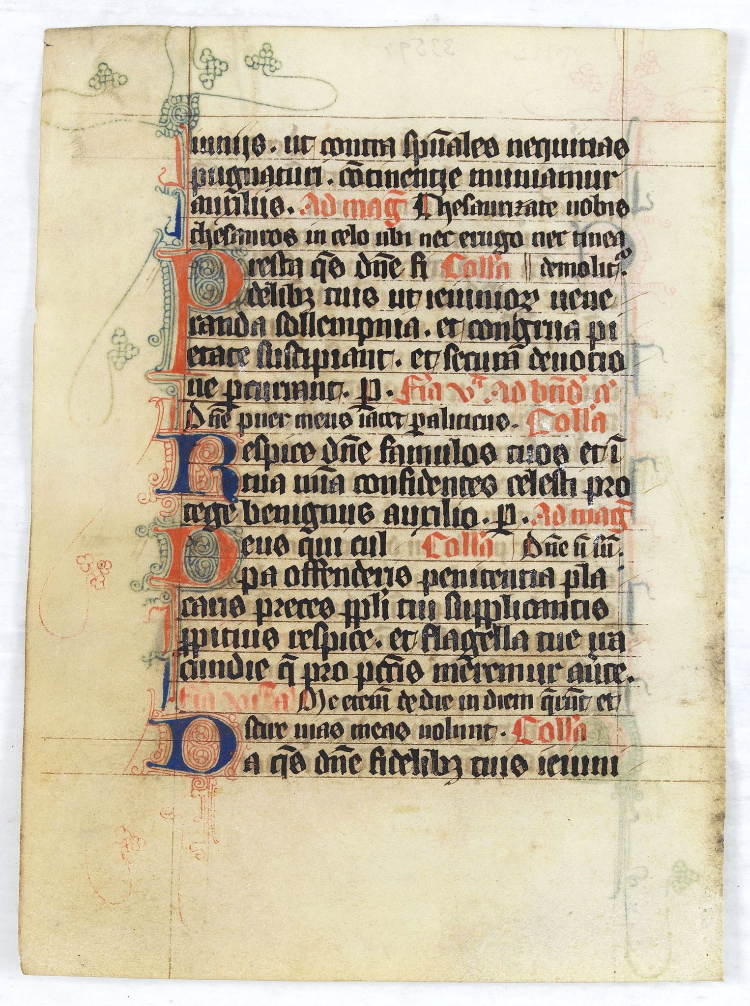 BREVIARY,  Manuscript leaf from a very early [around 1300] Breviary., antique map, old maps