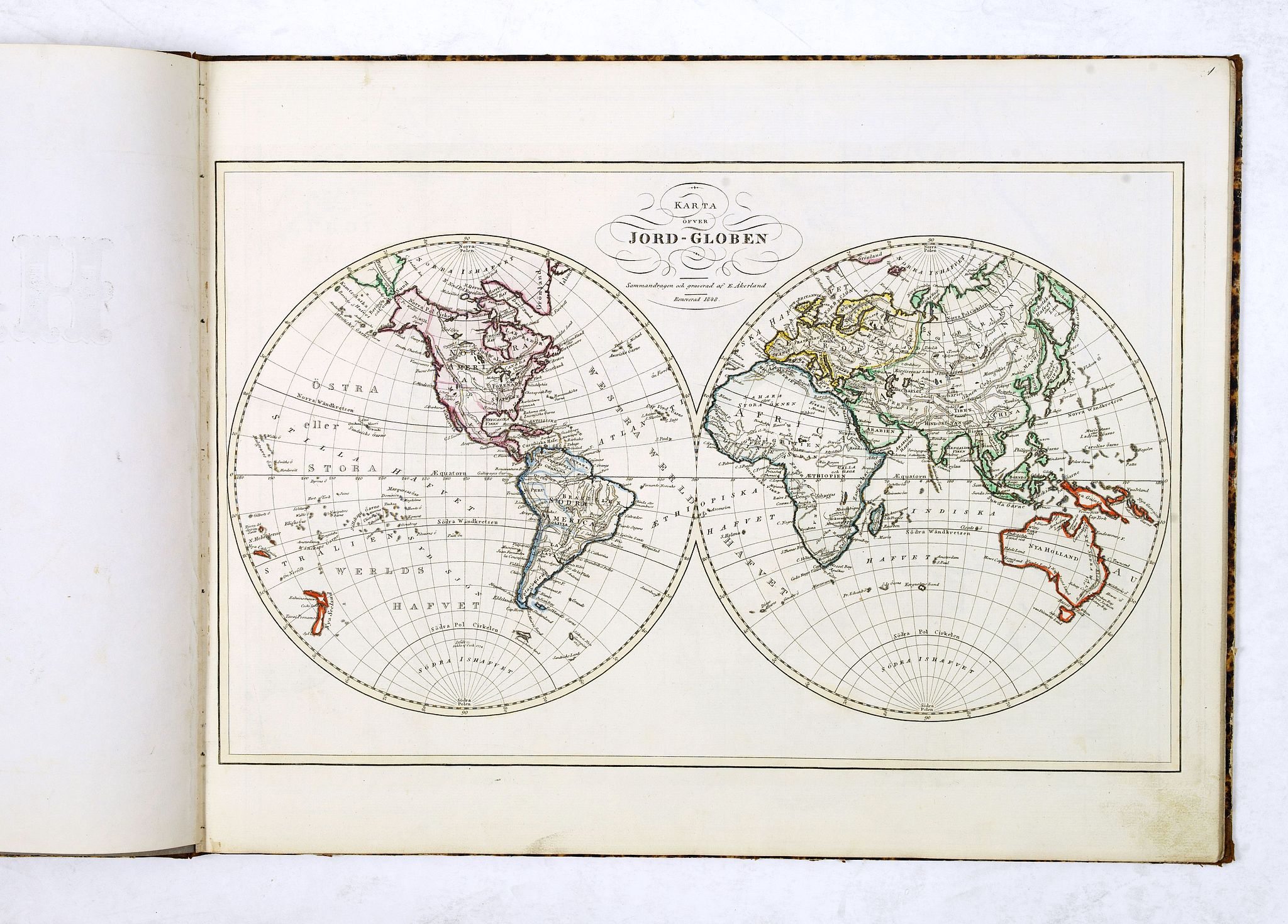 ÅKERLAND, E, Geographisk Hand-Atlas., antique map, old maps