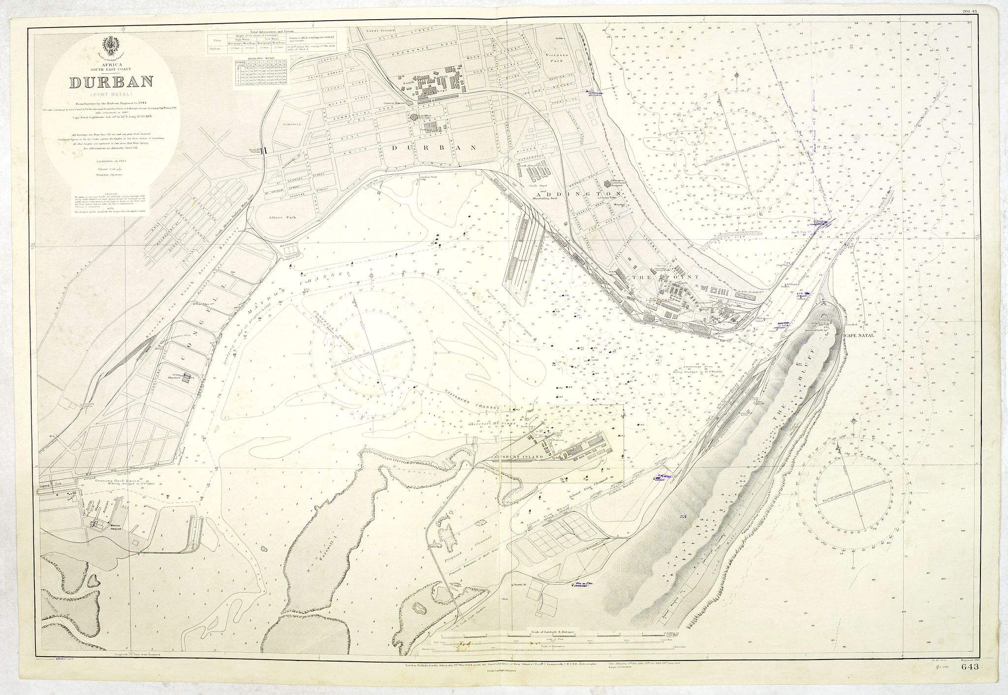 HYDROGRAPHIC OFFICE., DURBAN, antique map, old maps