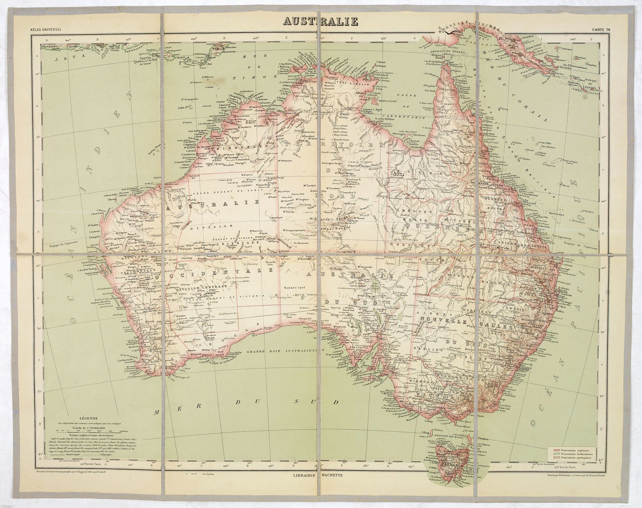 VIVIEN. ST. MARTIN, L., AUSTRALIE, antique map, old maps