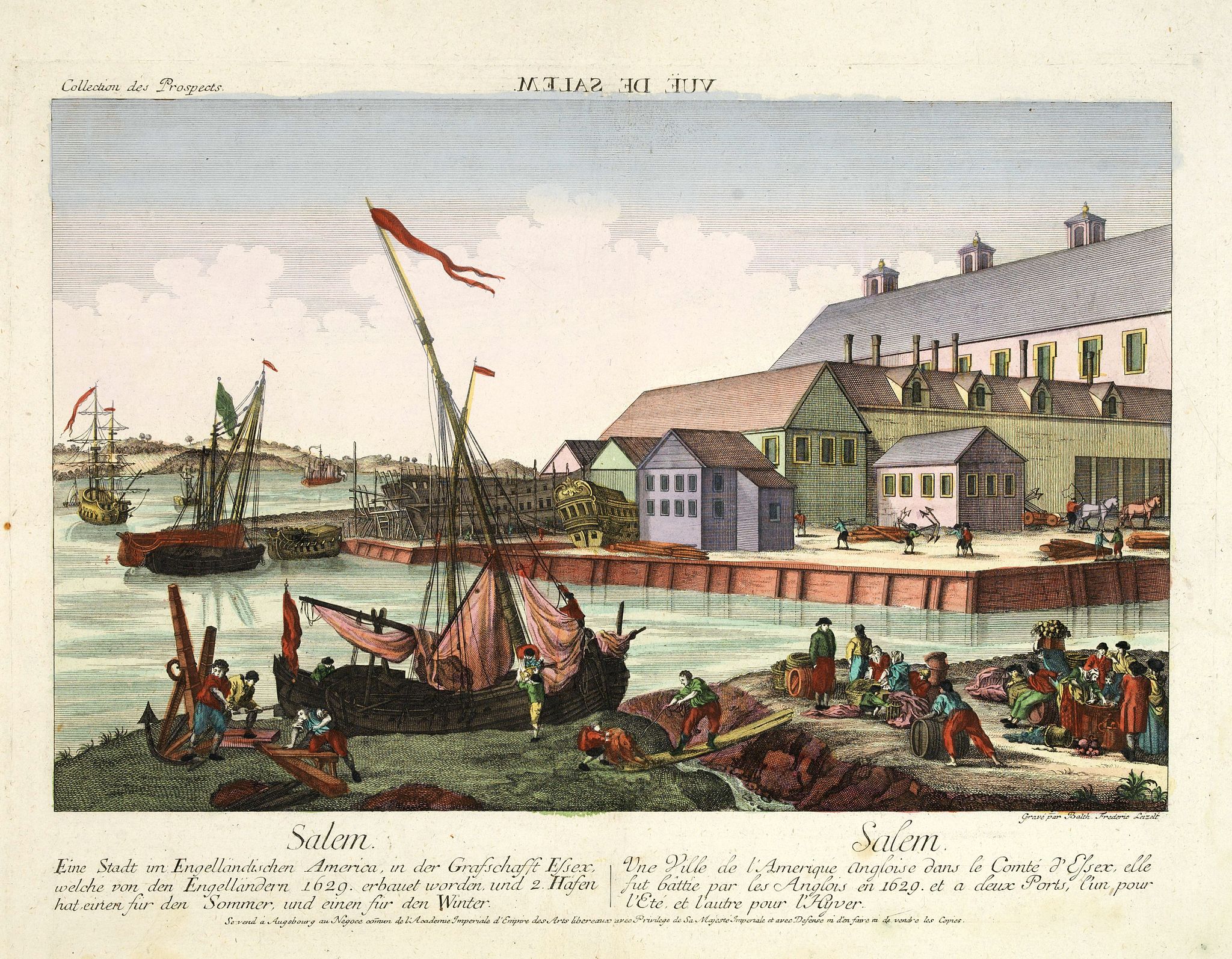 ACADEMIE IMPERIALE, Salem - Eine stadt in Engelländischen America, in der Grafschafft Essex, … Salem - Une ville de l'Amerique Angloise dans le Comte d'Essex. . ., antique map, old maps