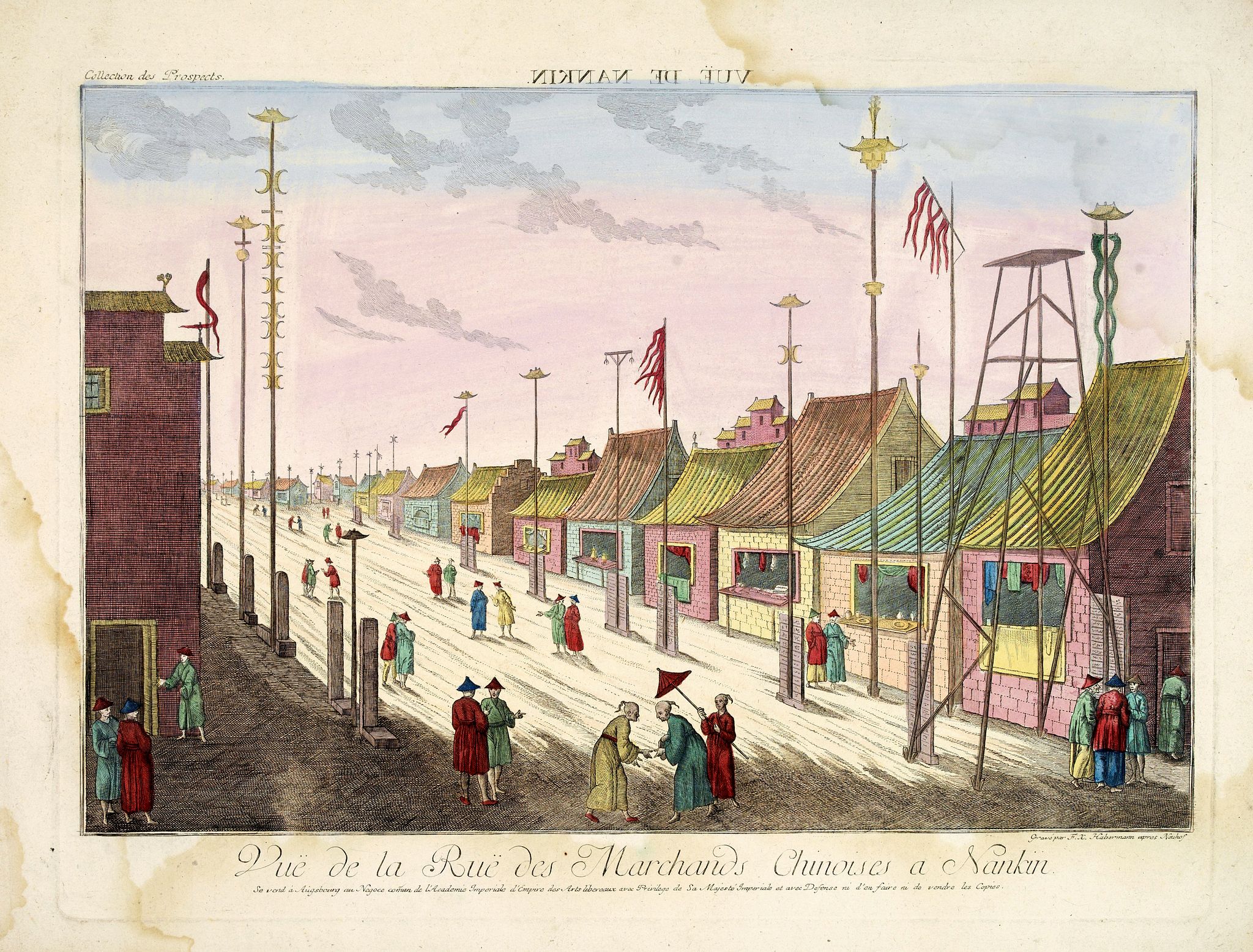 ACADEMIE IMPERIALE, Vue de la Rue des Marchands Chinoises a Nankin., antique map, old maps