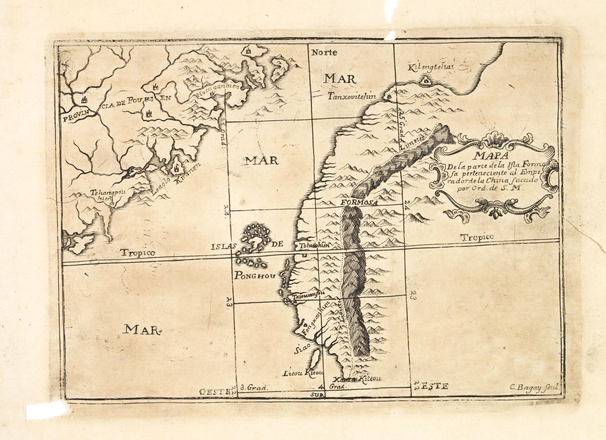 DE LA CONCEPTION, J., Mapa De la parte de la Isla Formosa sa perteneciente al Emperadotde la China sacado por Ord. De S.M., antique map, old maps