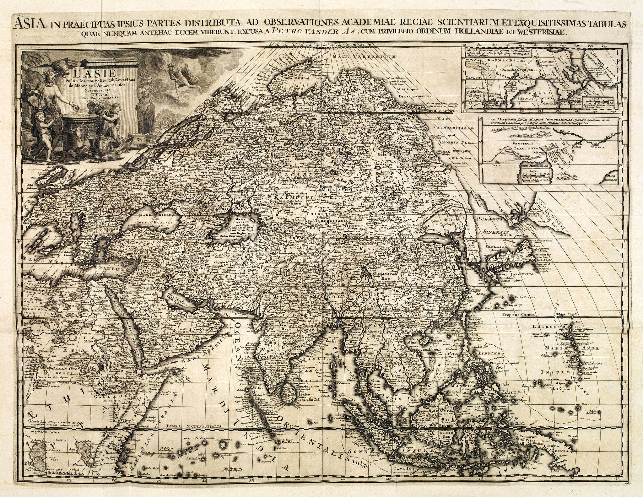VAN DER AA, P., Asia in Praecipuas Ipsius partes distributa ad observationes., antique map, old maps