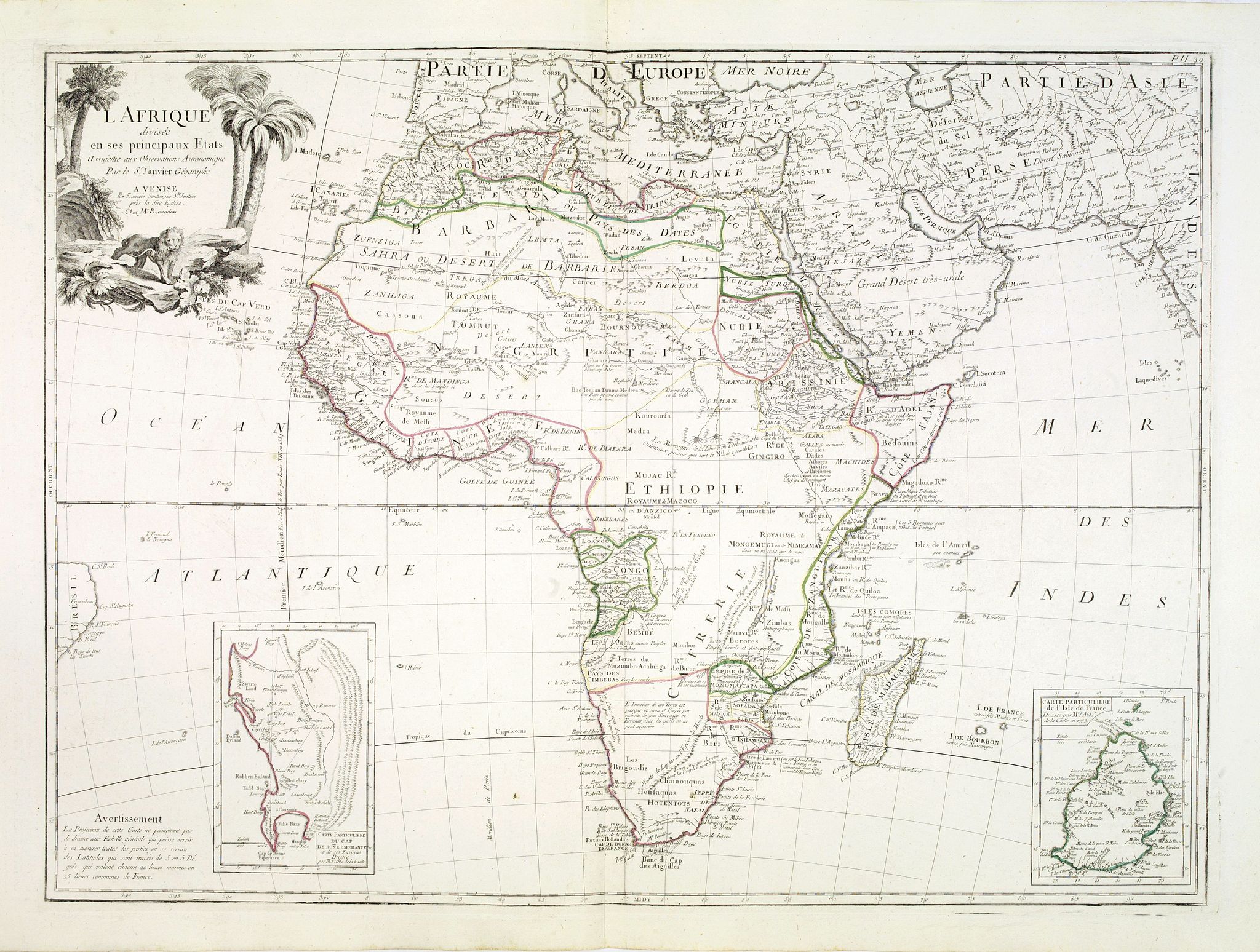 SANTINI, P. / REMONDINI, M., L\'Afrique divisée en ses principaux Etats assujettie.., antique map, old maps