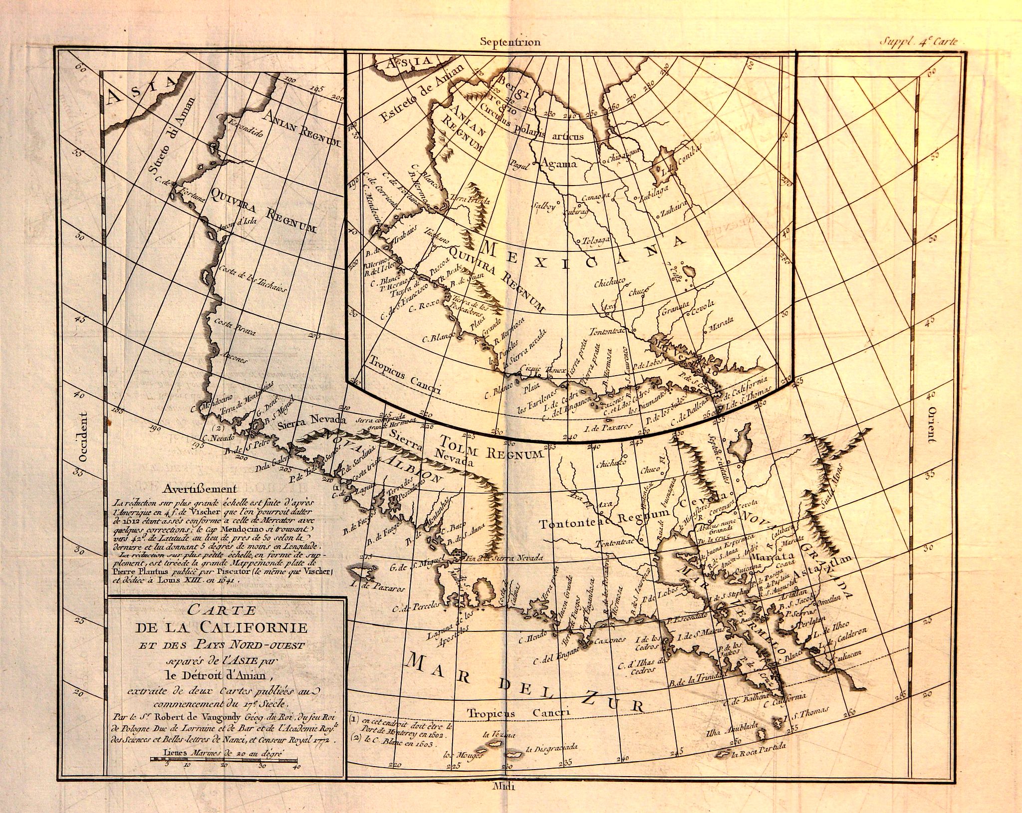 DIDEROT, D., Carte de la Californie et des Pays Nord-Ouest.., antique map, old maps