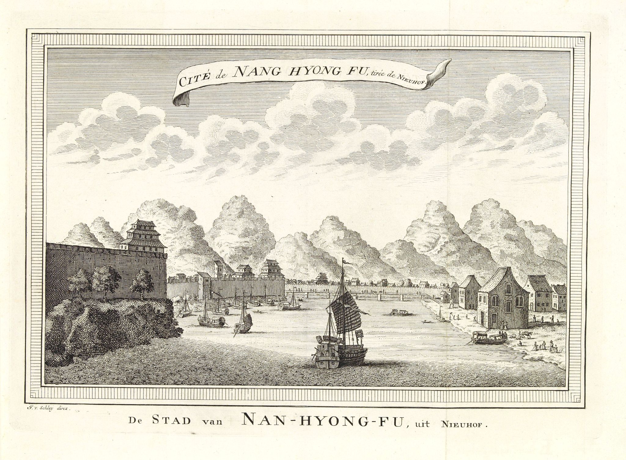 BELLIN, J.N., Cité de Nang Hyong Fu, tiree the Nieuhof. De Stad van Nan-Hyong-Fu, uit Nieuhof., antique map, old maps
