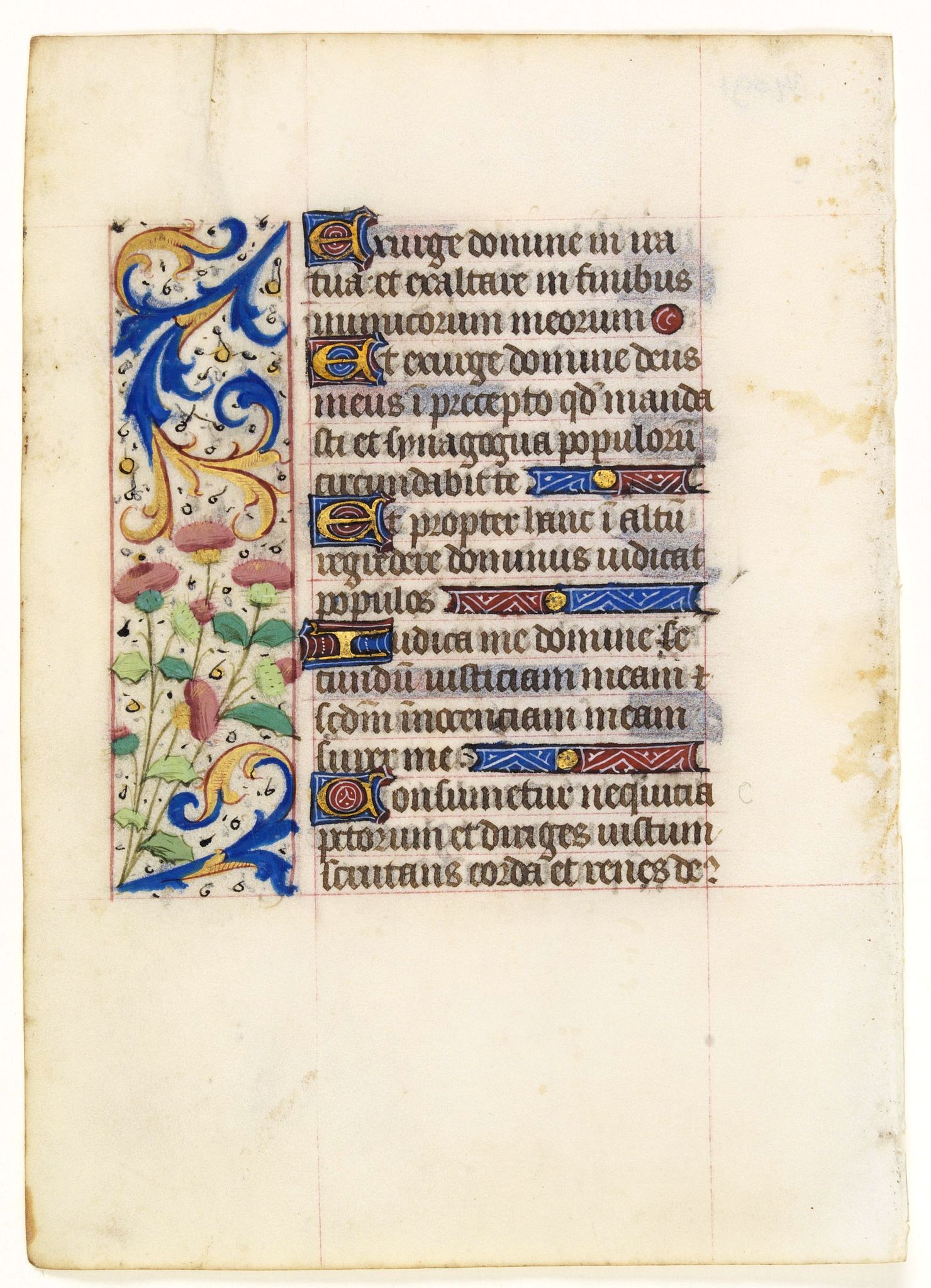 BOOK OF HOURS., Manuscript leaf from a Book of Hours on vellum., antique map, old maps