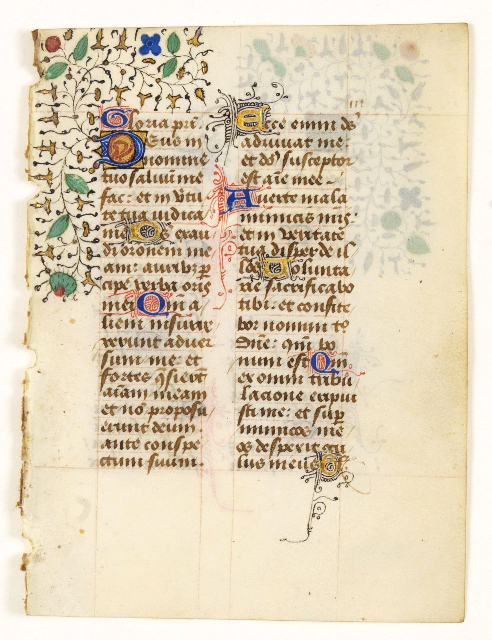 BOOK OF HOURS., Leave from a Book of Hours on vellum., antique map, old maps