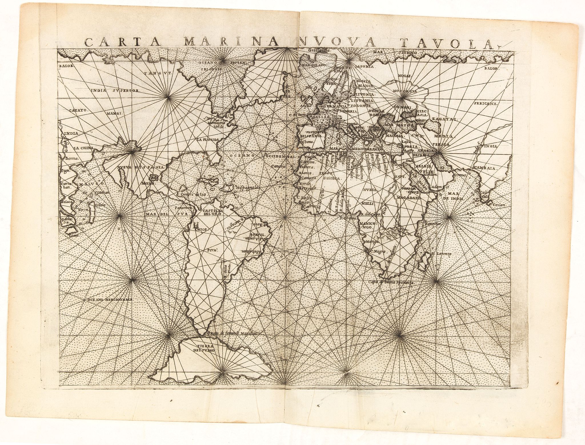 RUSCELLI, G., Carta Marina nuova tavola., antique map, old maps