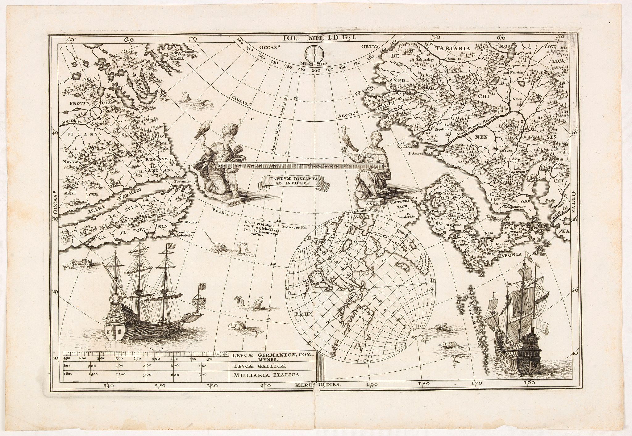 SCHERER, H., Tantum distamus ap invicem., antique map, old maps