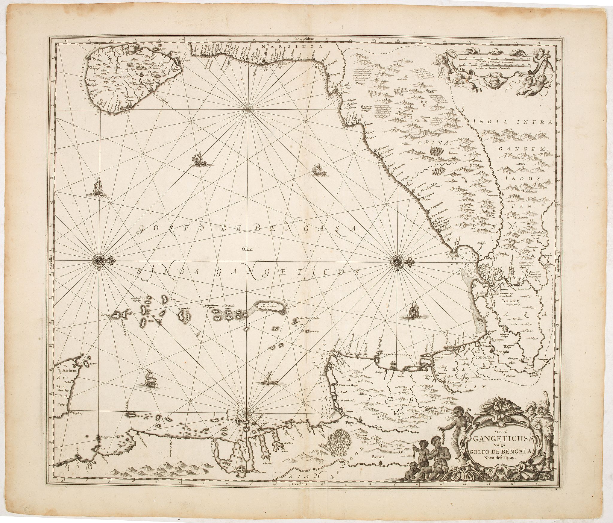 JANSSONIUS, J., Sinus Gangeticus vulgo Golfo de Bengala Nova descriptio., antique map, old maps