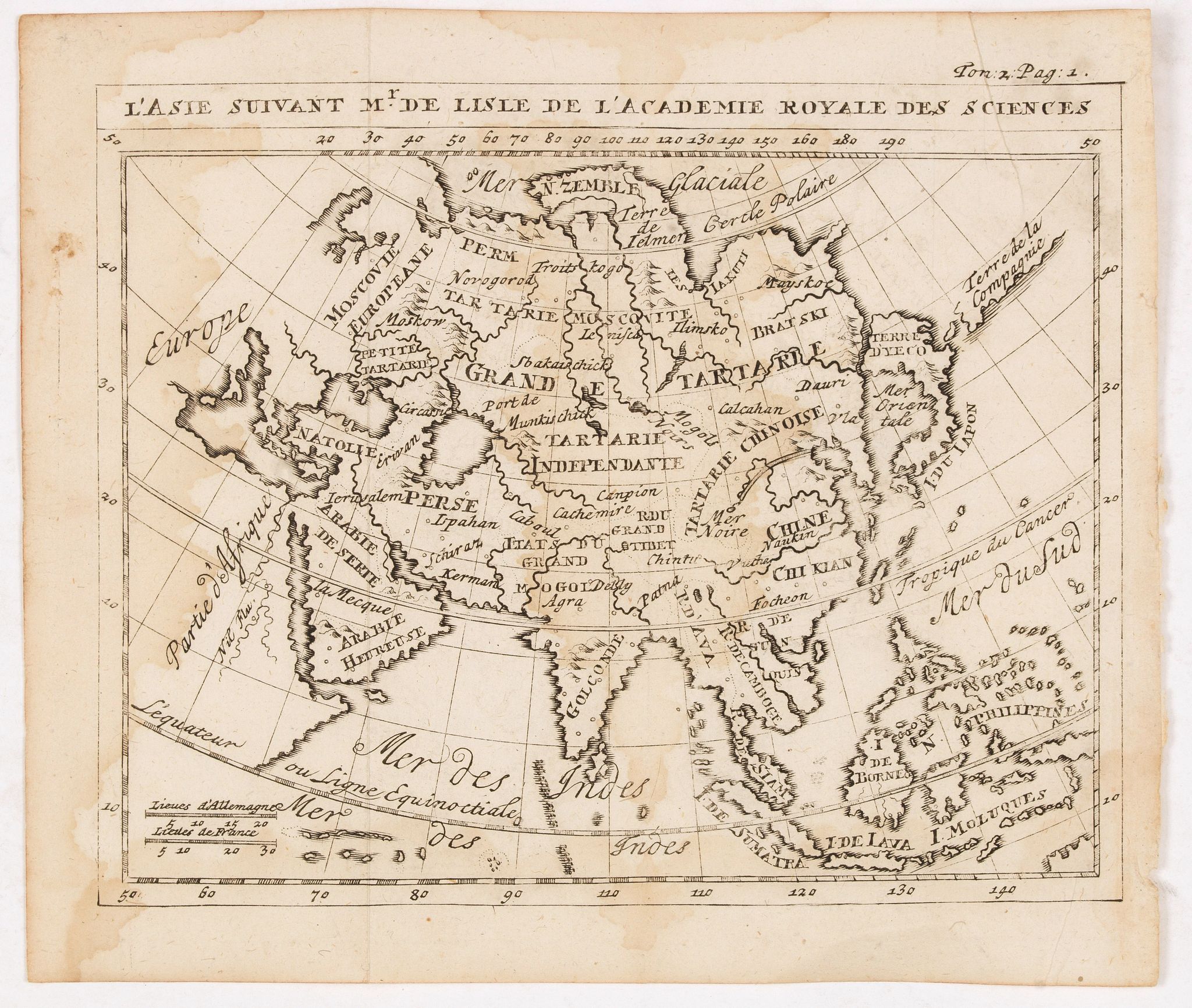 L'ISLE, G. de. (after), L'Asie suivant Mr. de Lisle de L'Academie royale des sciences., antique map, old maps