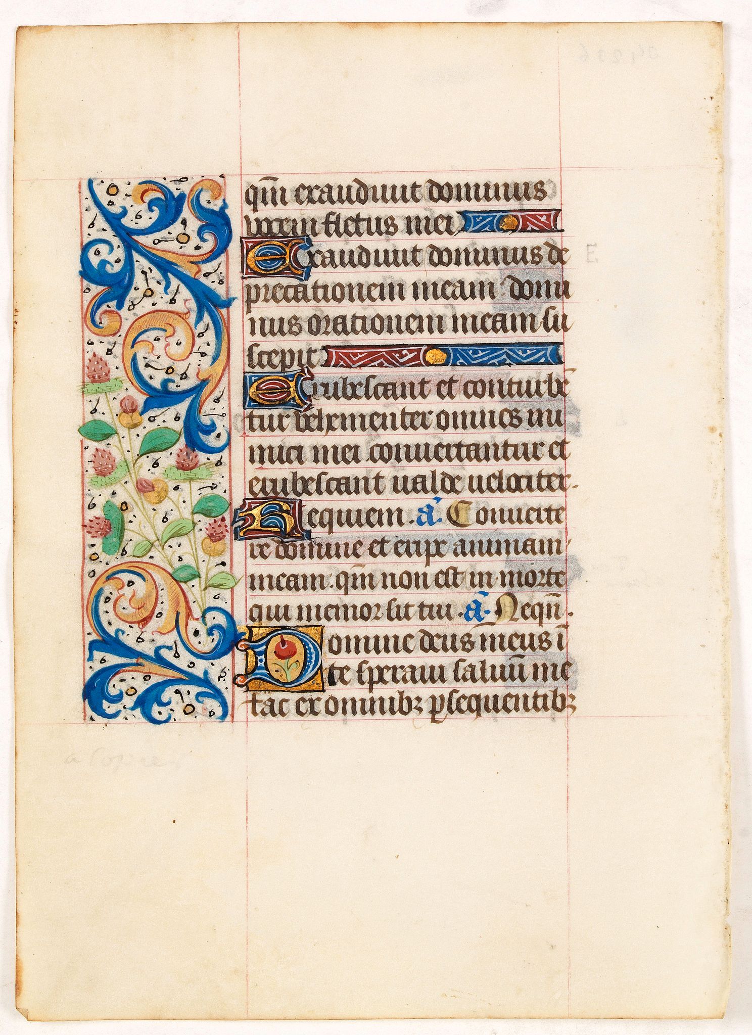 BOOK OF HOURS., Manuscript leaf from a Book of Hours on vellum., antique map, old maps