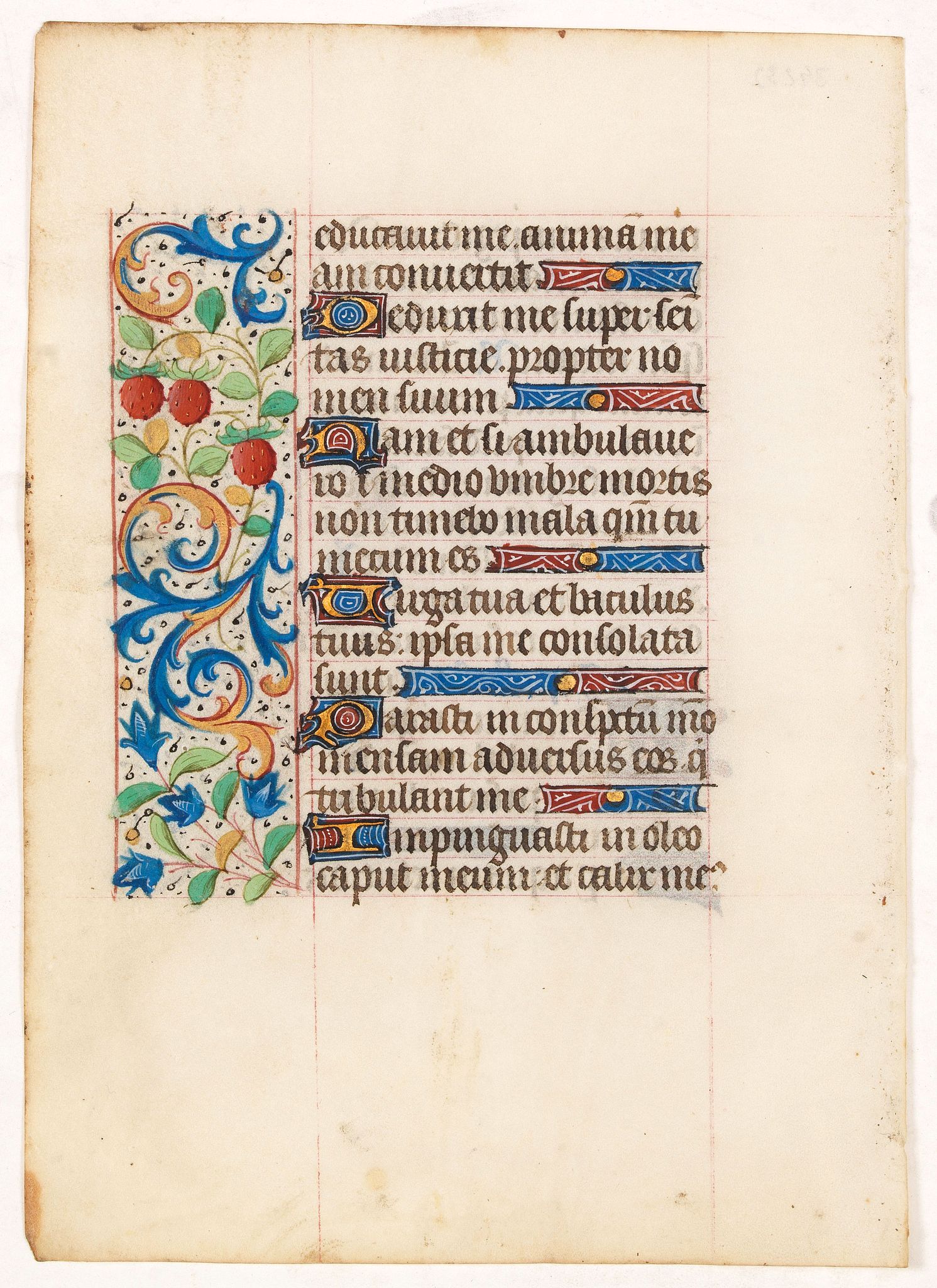 BOOK OF HOURS., Manuscript leaf from a Book of Hours on vellum., antique map, old maps