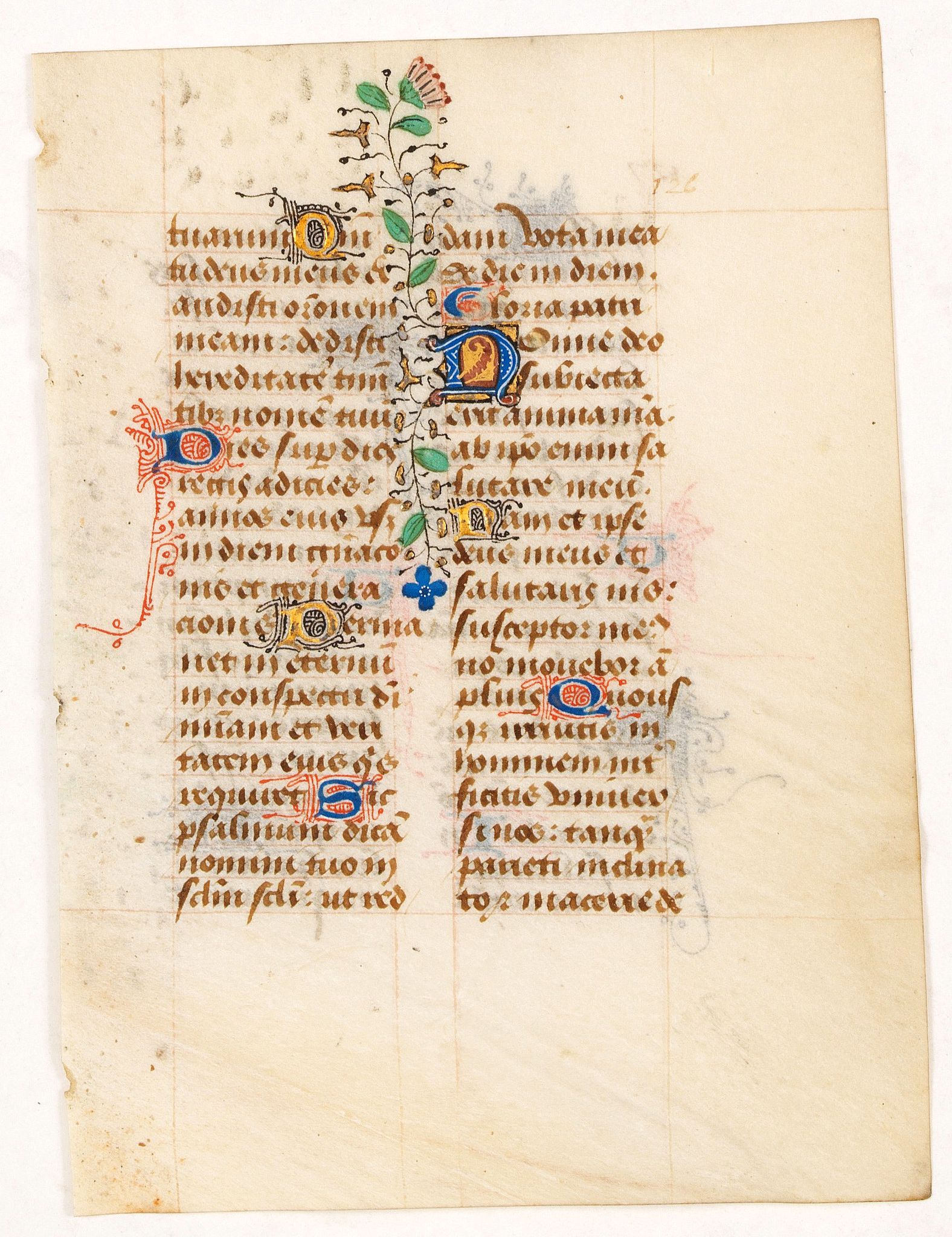 BOOK OF HOURS., Leave from a Book of Hours on vellum., antique map, old maps