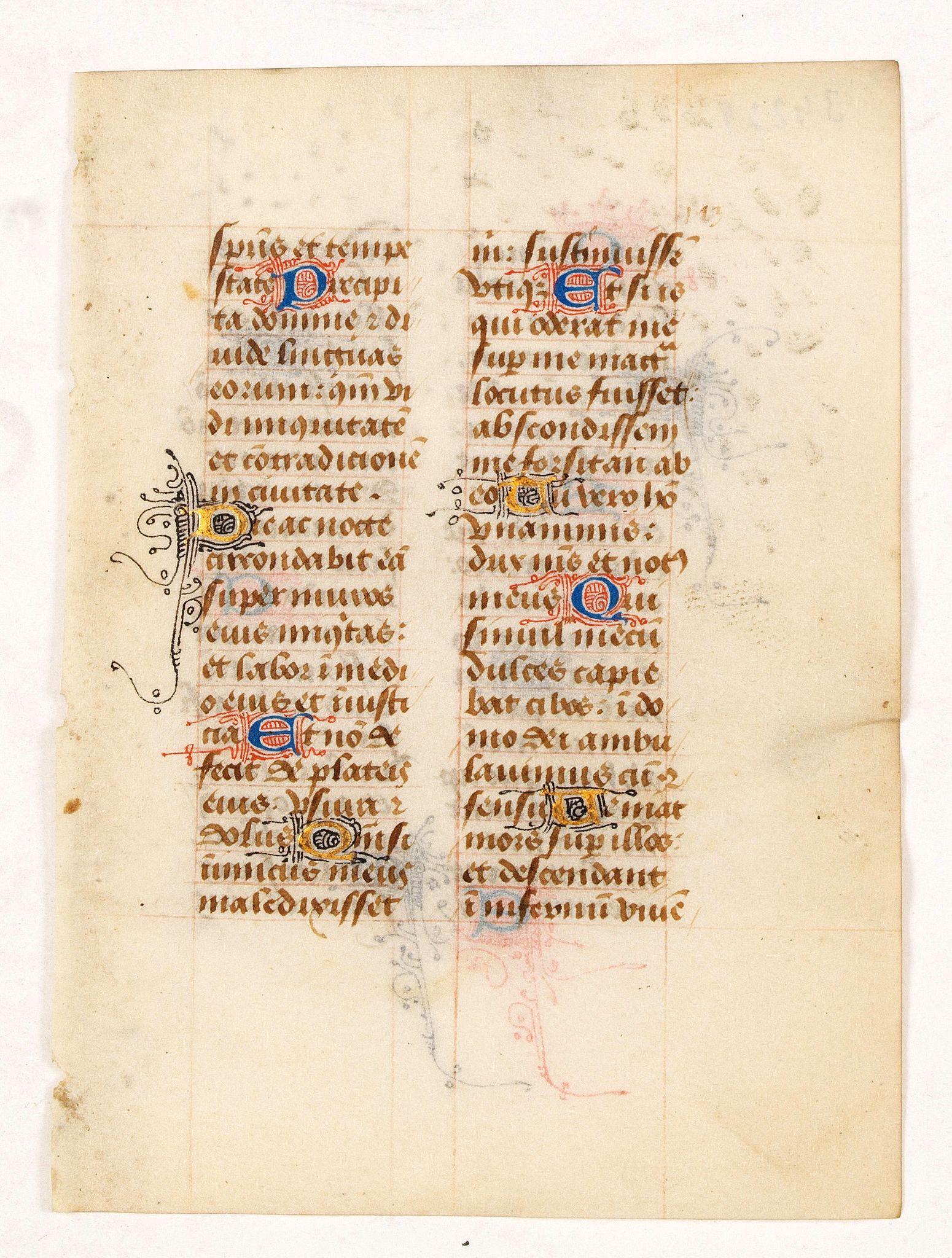 BOOK OF HOURS., Leave from a Book of Hours on vellum., antique map, old maps