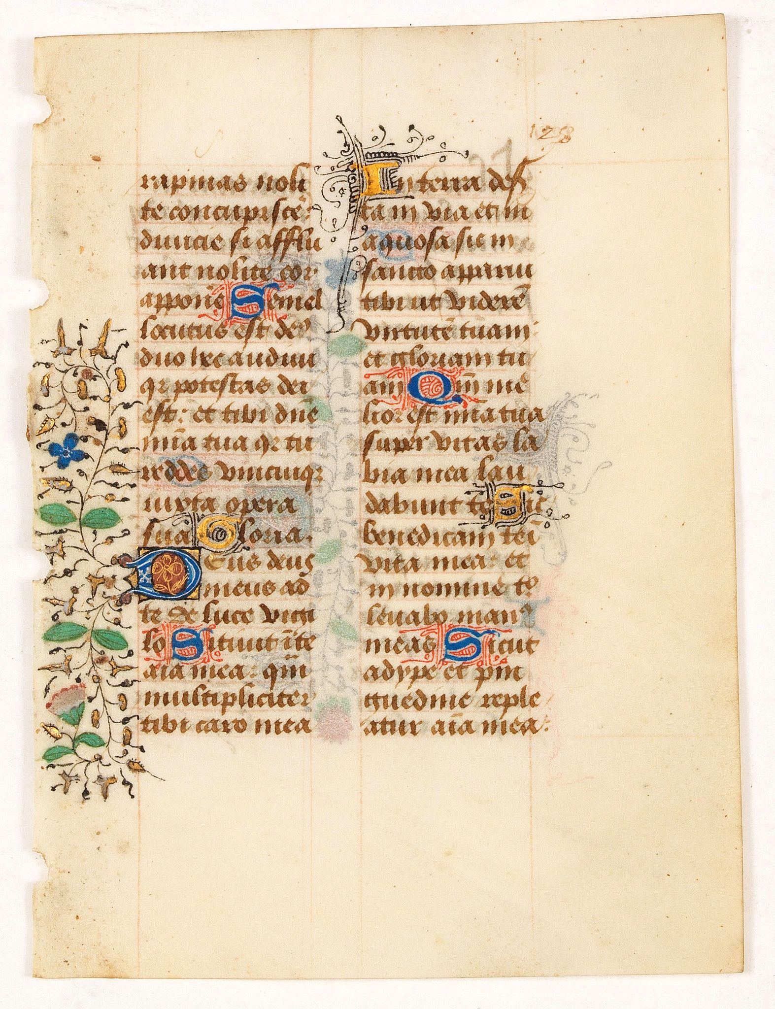 BOOK OF HOURS., Leave from a Book of Hours on vellum., antique map, old maps