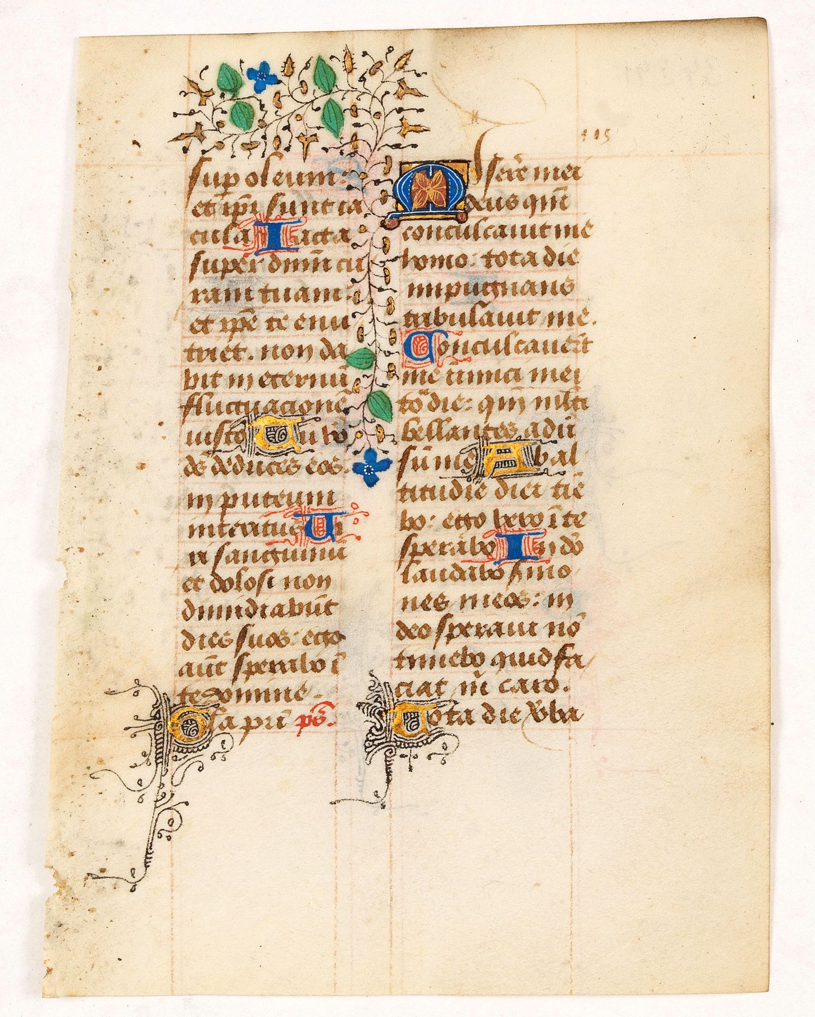 BOOK OF HOURS., Leave from a Book of Hours on vellum., antique map, old maps
