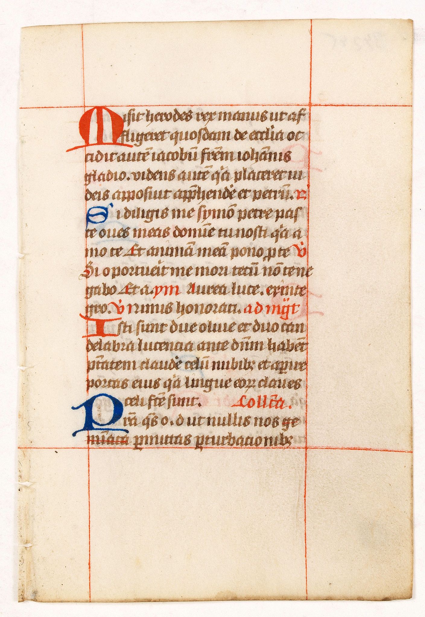 BREVIER, A leaf from a breviary., antique map, old maps