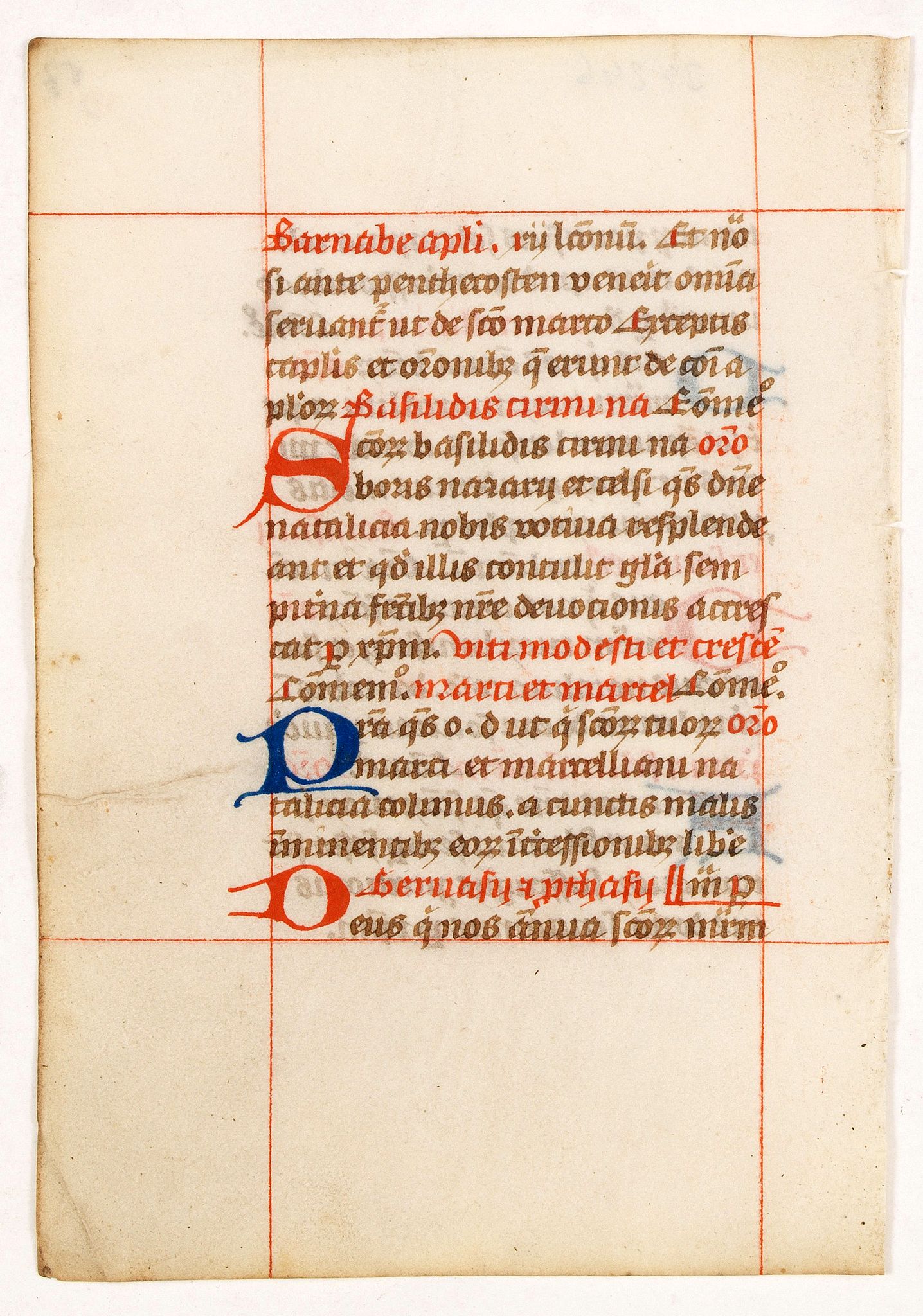 BREVIER, A leaf from a breviary., antique map, old maps