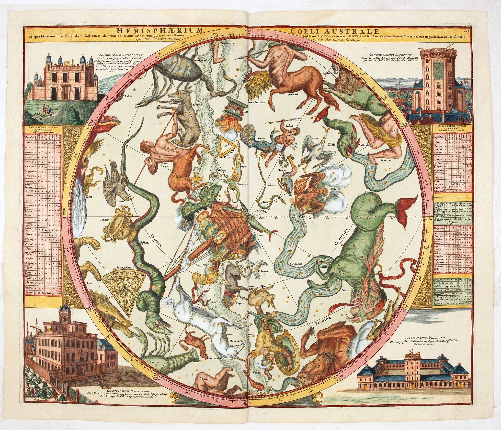 HOMANN, J.B., Hemisphaerium Coeli Australe. . ., antique map, old maps