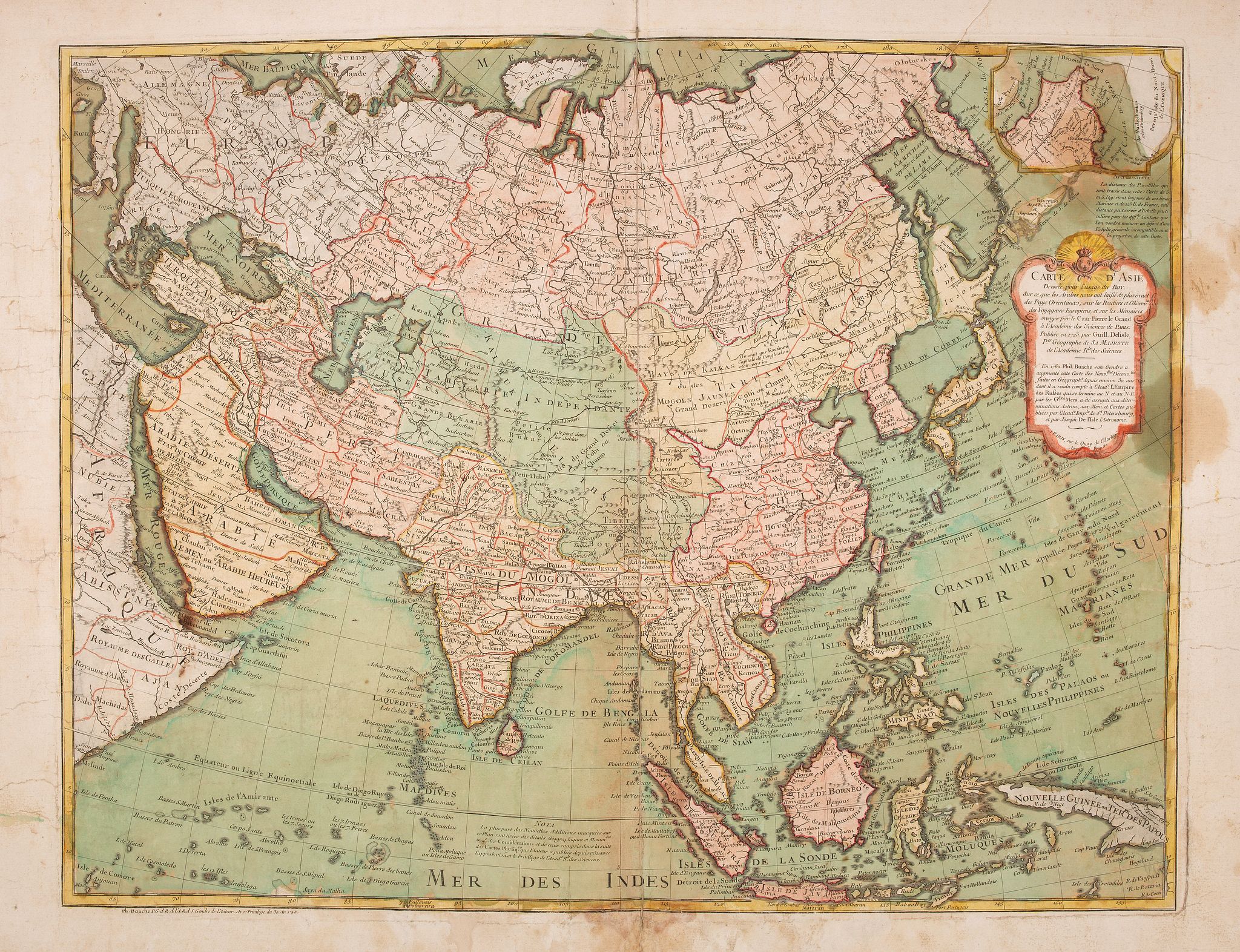 L'ISLE, G. de. / BUACHE, Ph., Carte d'Asie.., antique map, old maps