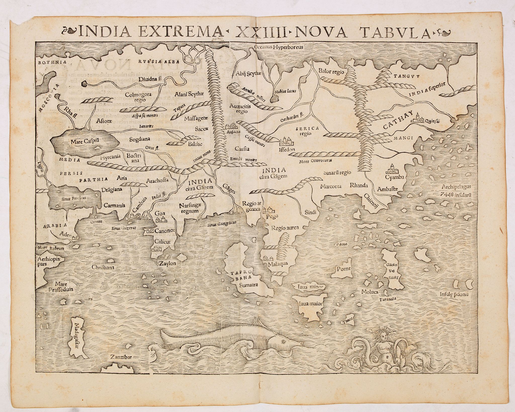 MÜNSTER, S., India extrema XXIIII Nova Tabula. (Asia), antique map, old maps