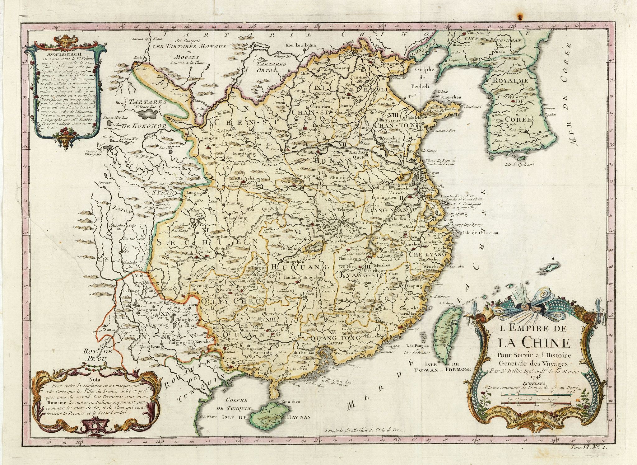 BELLIN, J.N., L'Empire de la Chine., antique map, old maps
