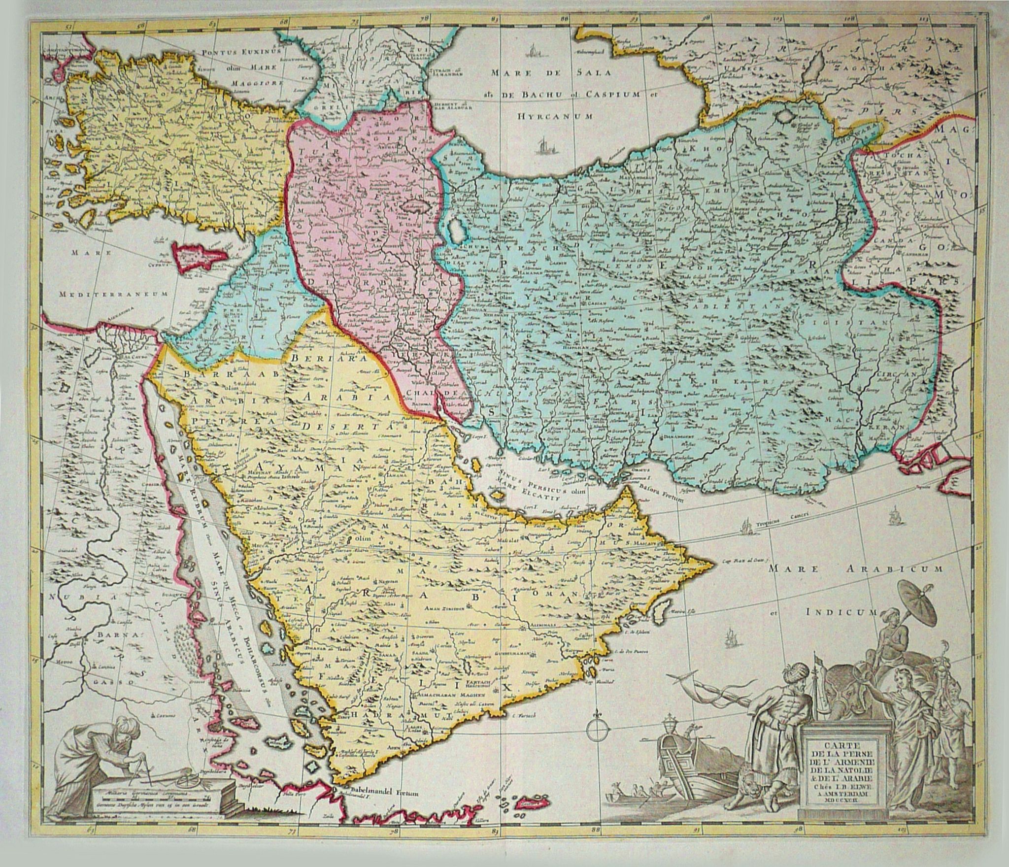 ELWE, J. B., Carte de la Perse de l’Armenie de la Natolie & de l’Arabie by Jan B Elwe MDCCXCII., antique map, old maps