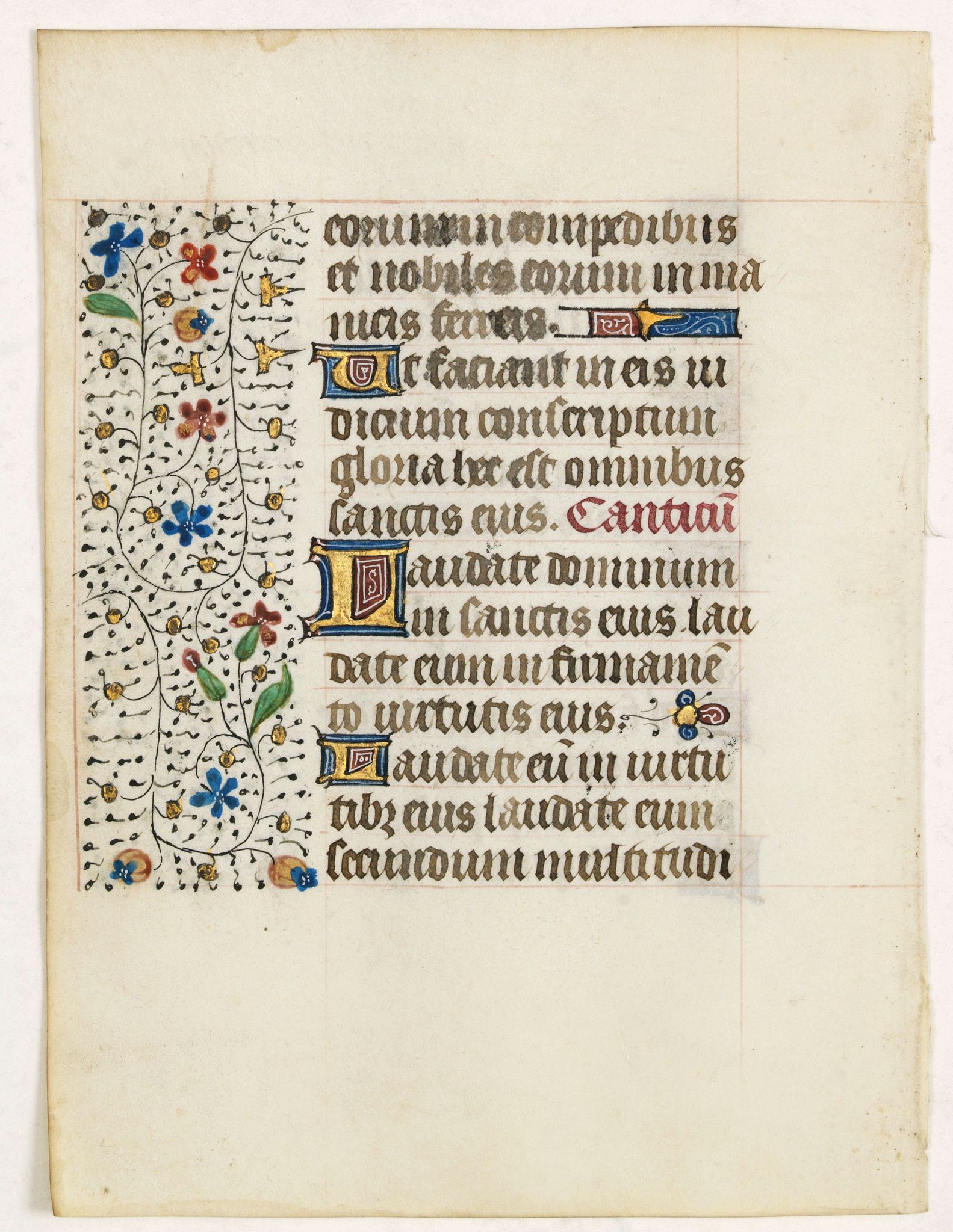 FRANCISCAN BOOK OF HOURS, Leaf on vellum from a manuscript Book of Hours, use of Rome., antique map, old maps