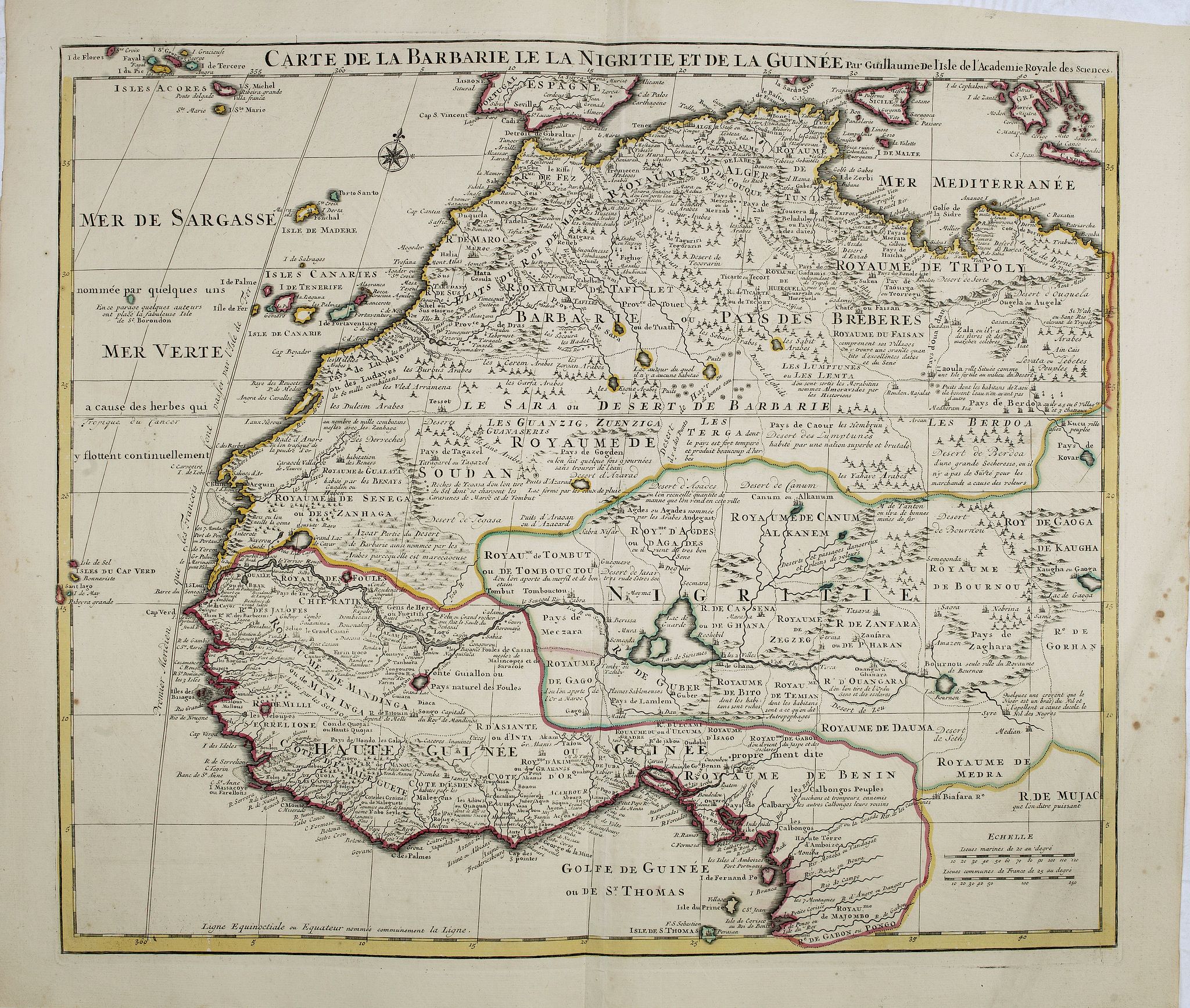 DE L'ISLE, G. / COVENS, J. / MORTIER, C., Carte de La Barbarie de La Nigritie et de la Guinée., antique map, old maps