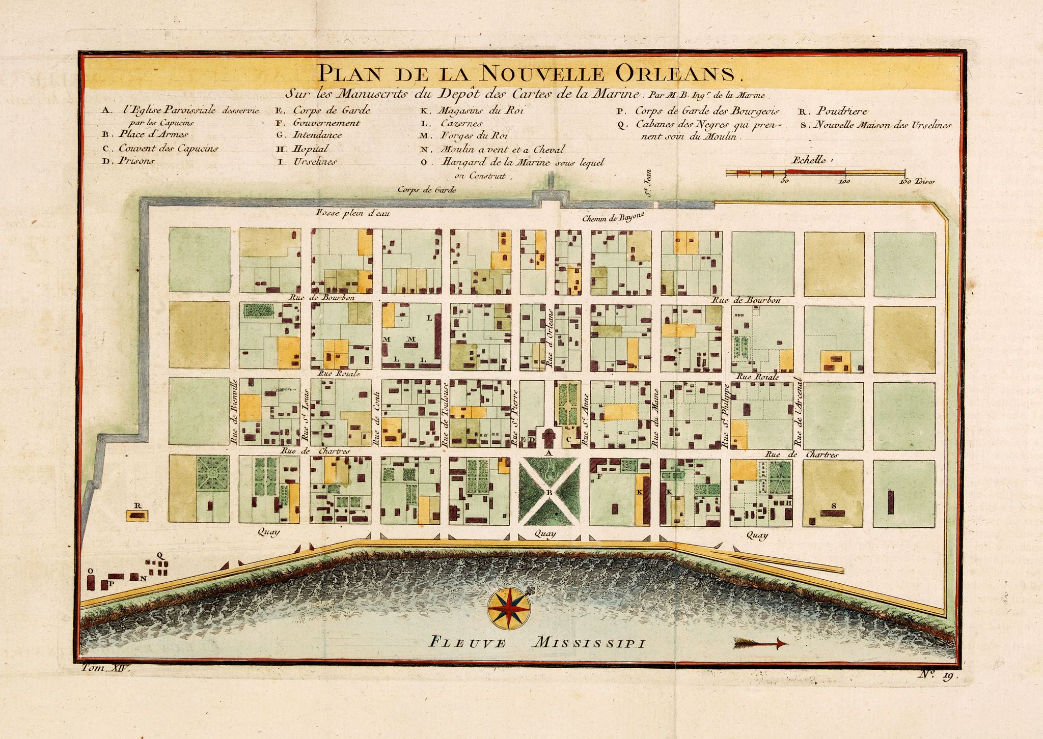 BELLIN, J.N., Plan De La Nouvelle-Orleans Sur les Manuscrits du Depot des Cartes De la Marine . . ., antique map, old maps