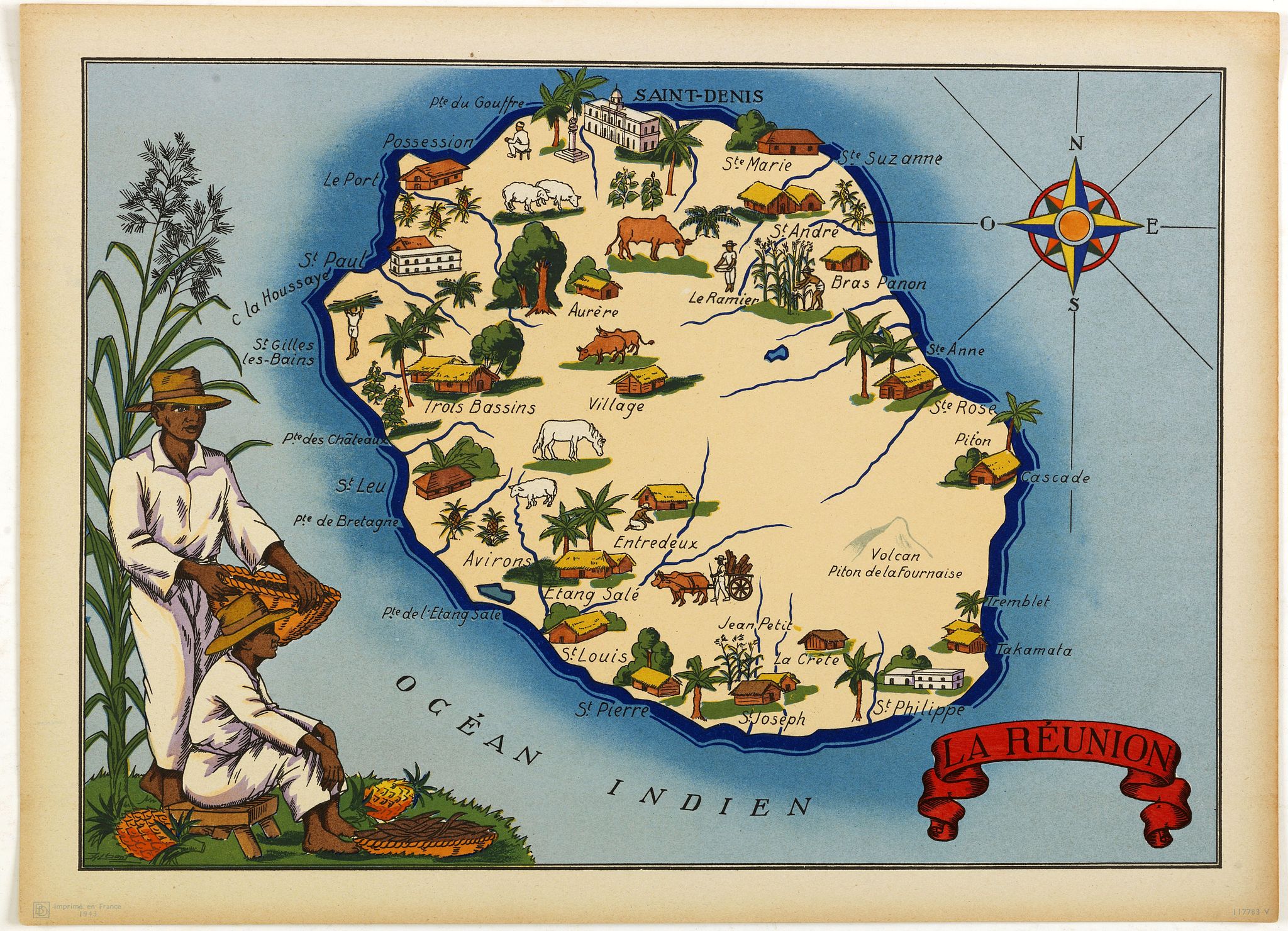 JYLBERT, La Réunion., antique map, old maps