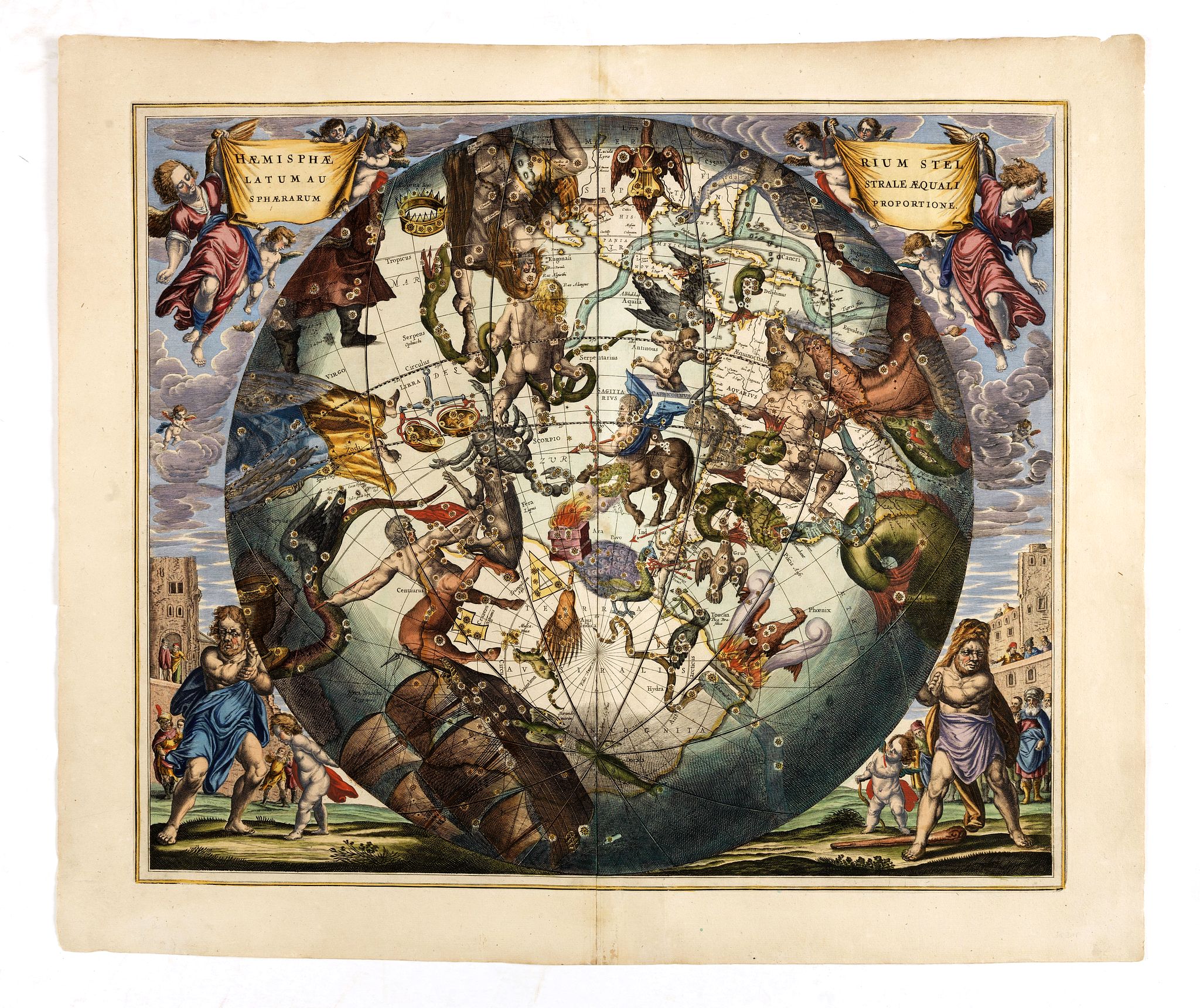 CELLARIUS, A., Haemisphaerium Stellatum Australe Cum Aequali Sphaerarum Proportione., antique map, old maps