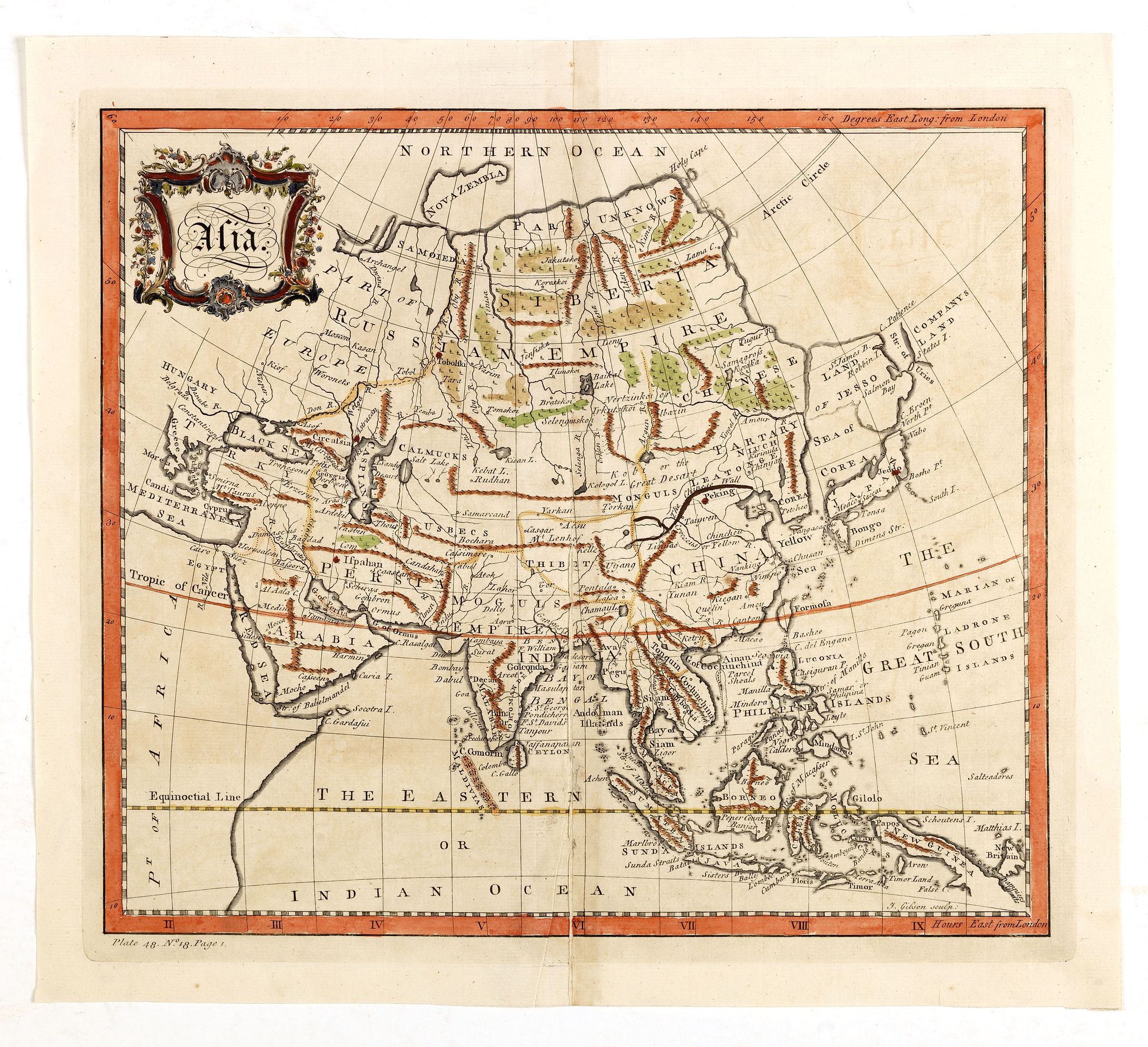 GIBSON, J., Asia, antique map, old maps