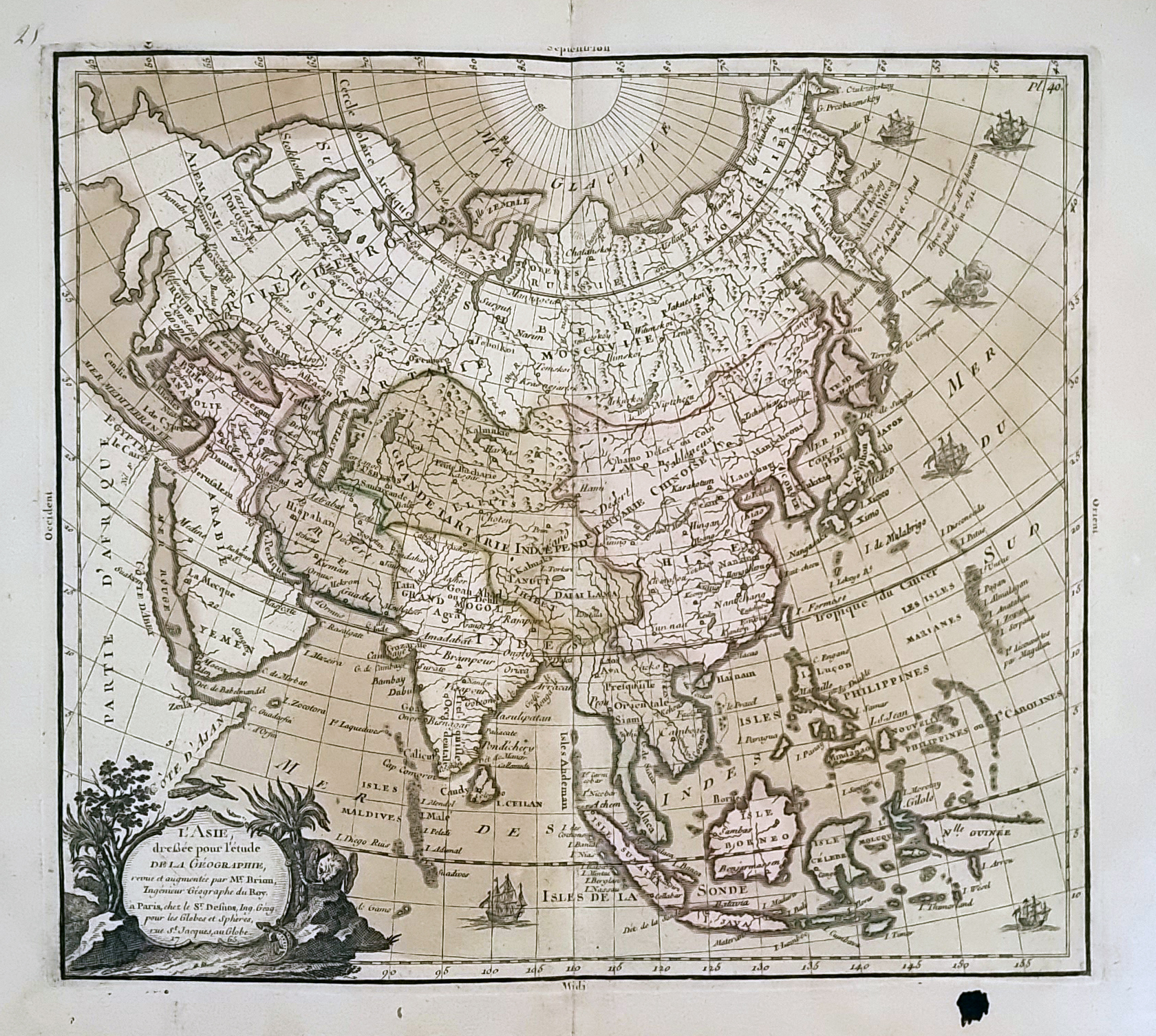 DESNOS / BRION, L'Asie, dressée pour l'étude de la Géographie . . ., antique map, old maps