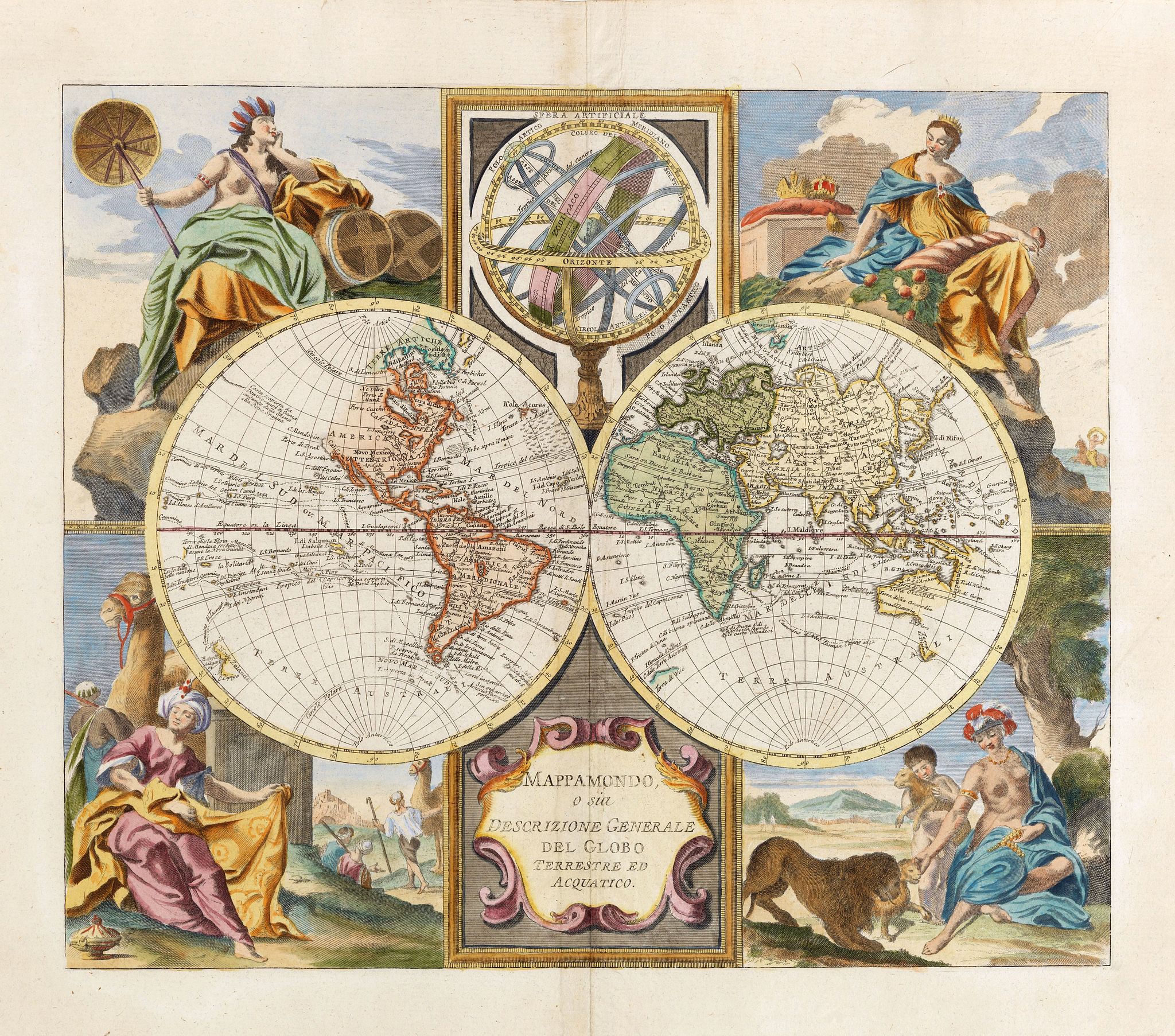 ZATTA, A., Il Mappamondo o sia Descrizione Generale del Globo Terrestre ed Acquatico., antique map, old maps