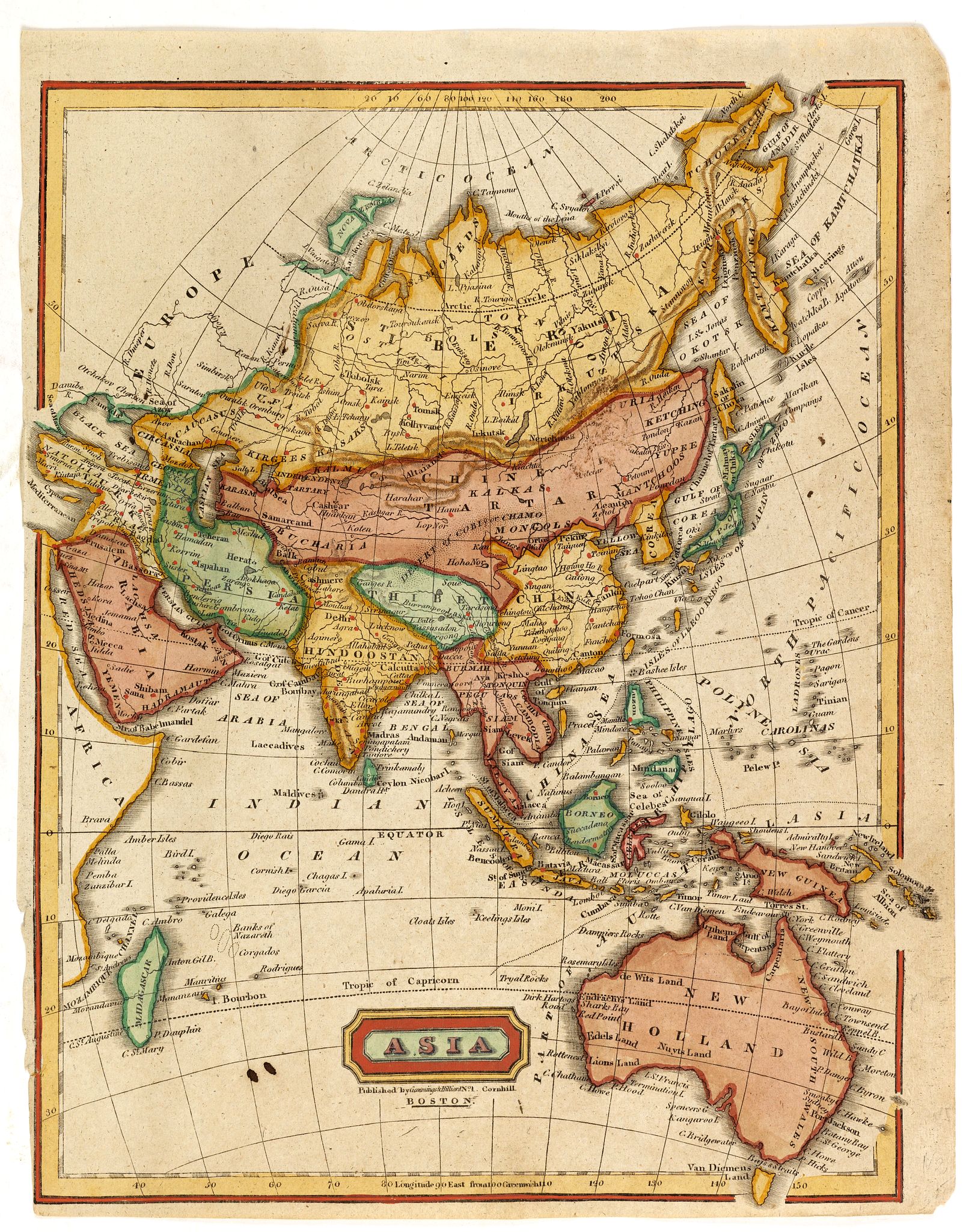 MITCHEL, Asia., antique map, old maps