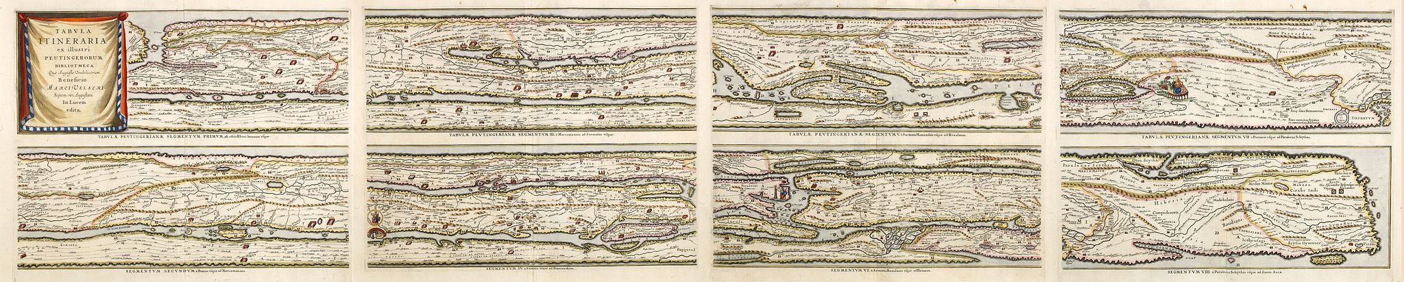 JANSSONIUS, J. / PEUTINGER, Tabula Itineraria ex illustri Peutingerorum Bibliotheca Quae Auguste Vindelicorum., antique map, old maps