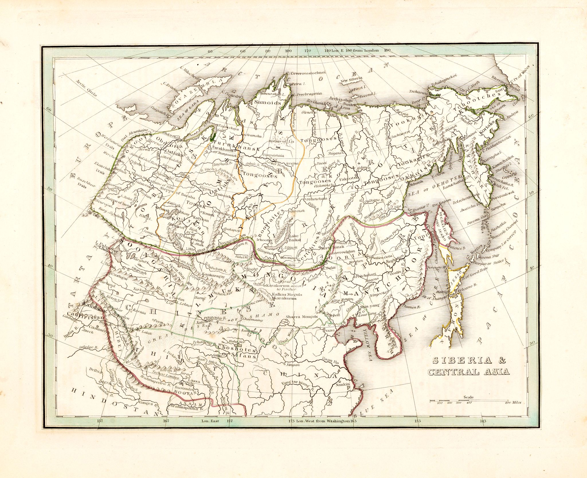 BRADFORD, T-G., Siberia & Central Asia., antique map, old maps